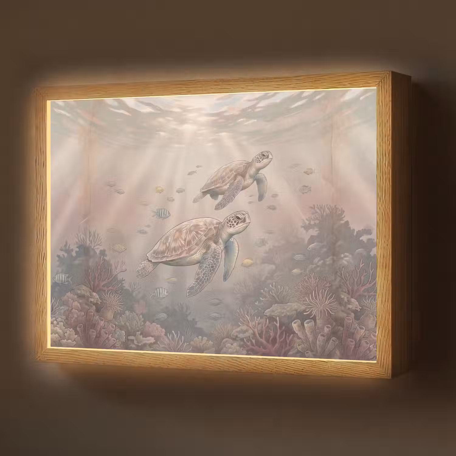 Dier - Onderwater - Oceaan - Illustratie - Zeeleven Light Box met batterij (Wandlamp) middel -z3d_website