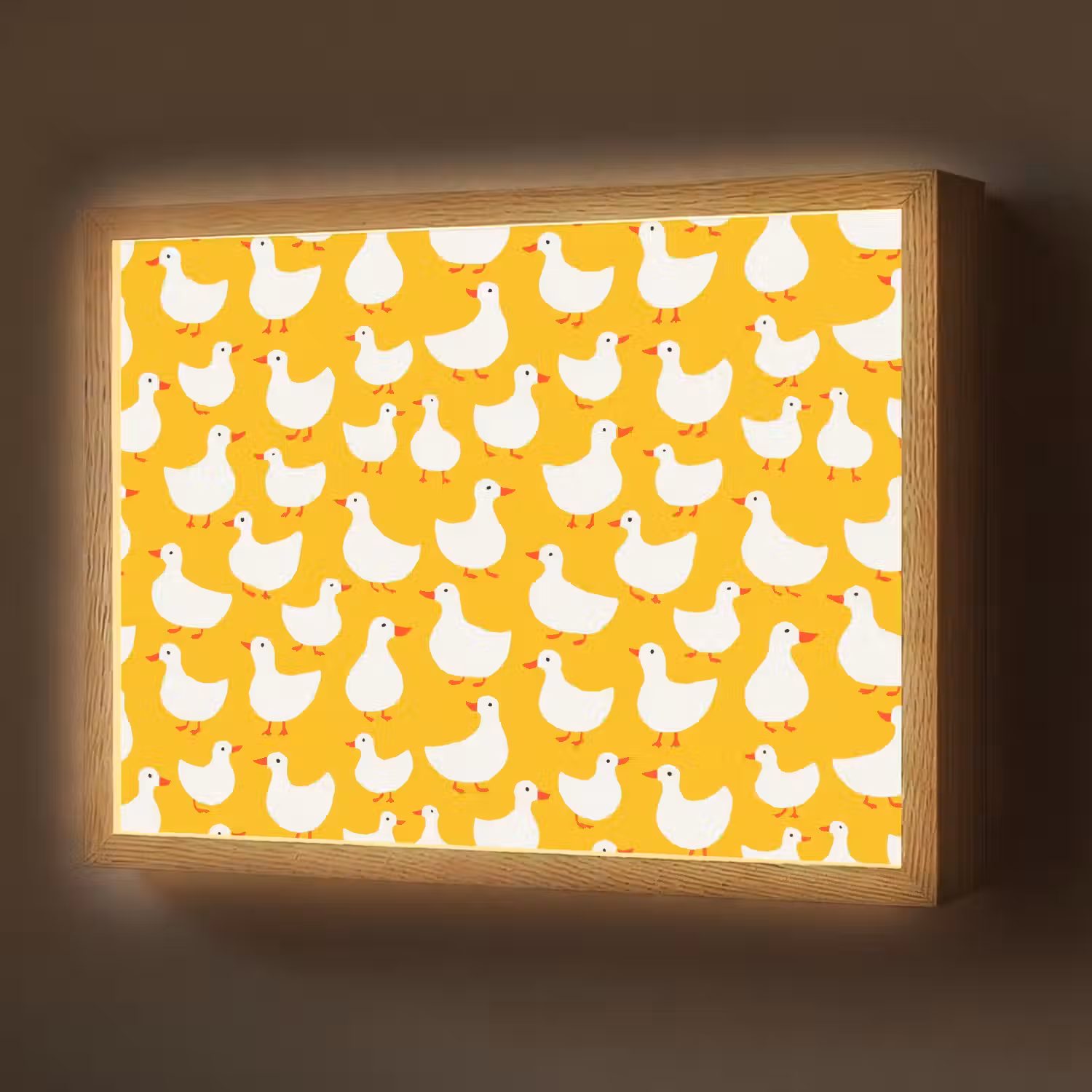 Eendjes - Patroon - Geel Light Box met batterij (Wandlamp) middel 907 -z3d_website
