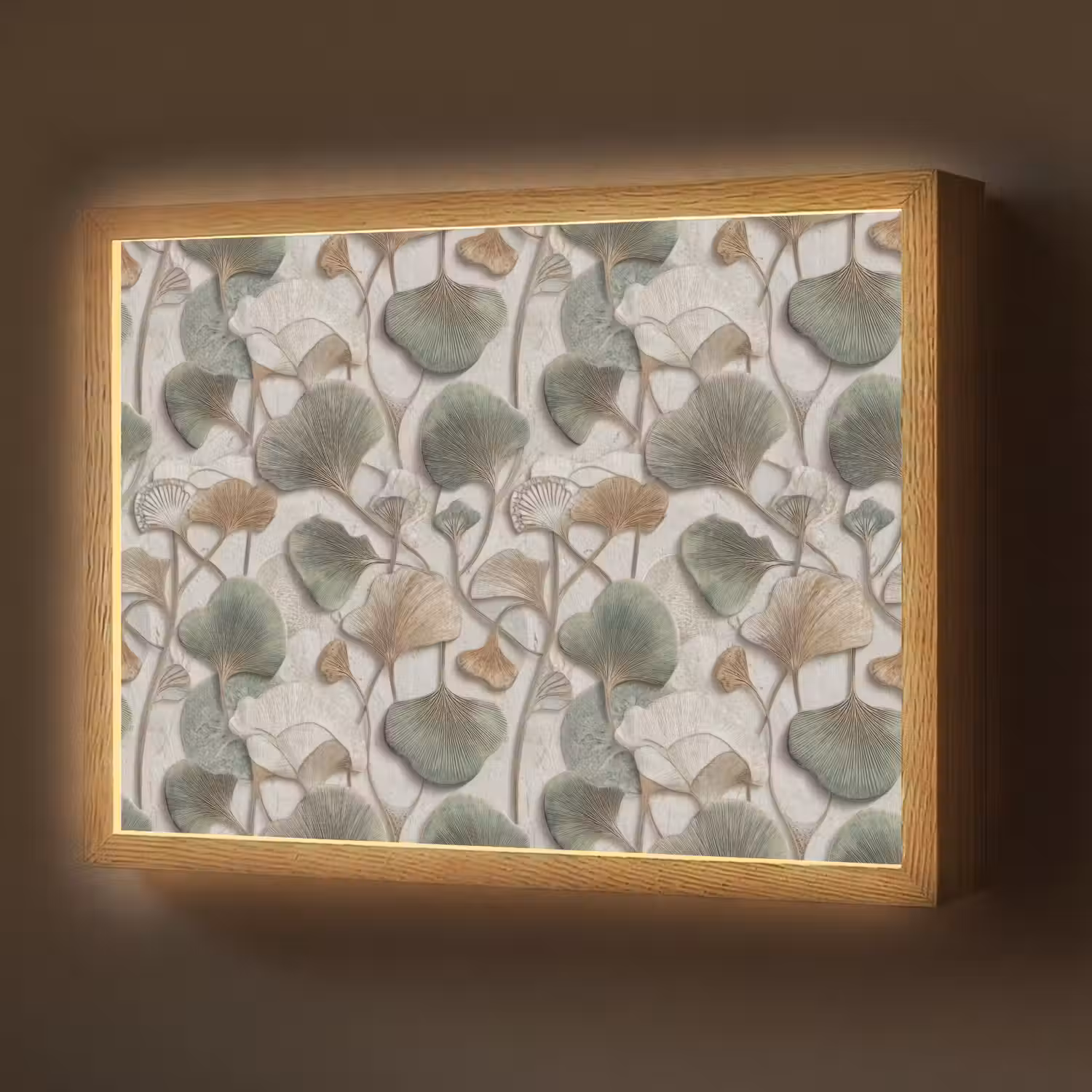Elegant - Bladeren - Groen Light Box met batterij (Wandlamp) middel 907 -z3d_website