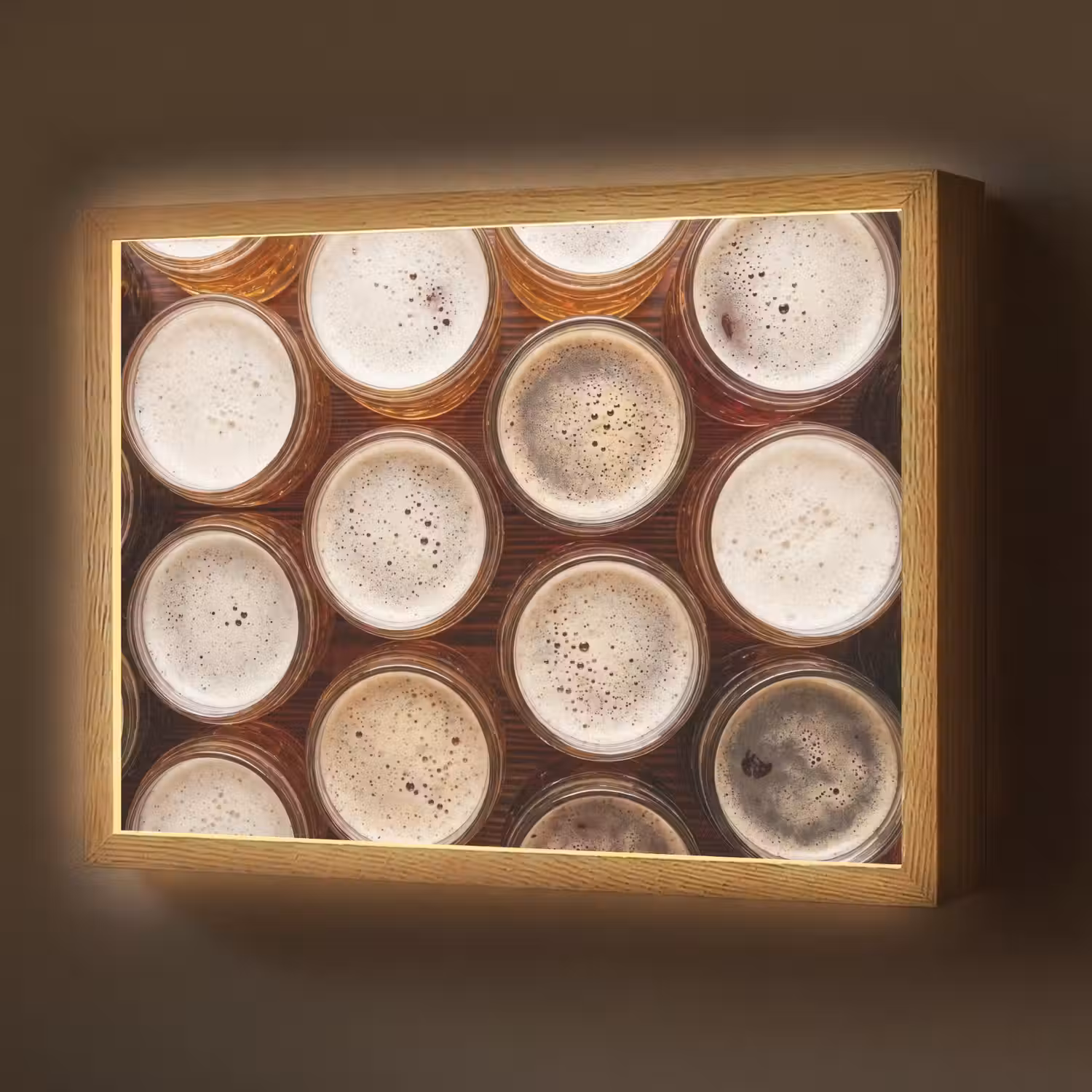 Eten - Glazen - Drank - Patroon - Bruin Light Box met batterij (Wandlamp) middel -z3d_website