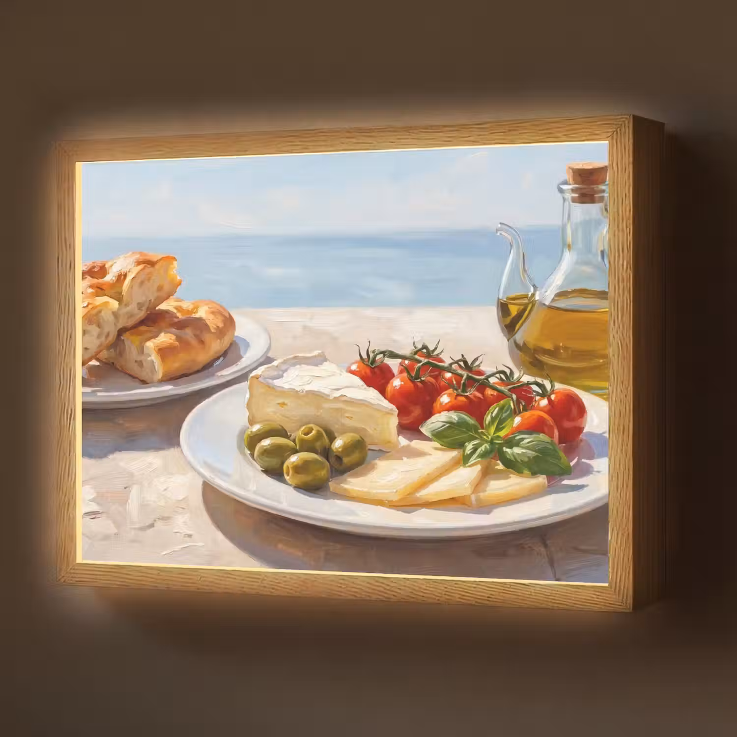Eten - Middellandse Zee - Natuur - Geschilderd Light Box met batterij (Wandlamp) middel -z3d_website