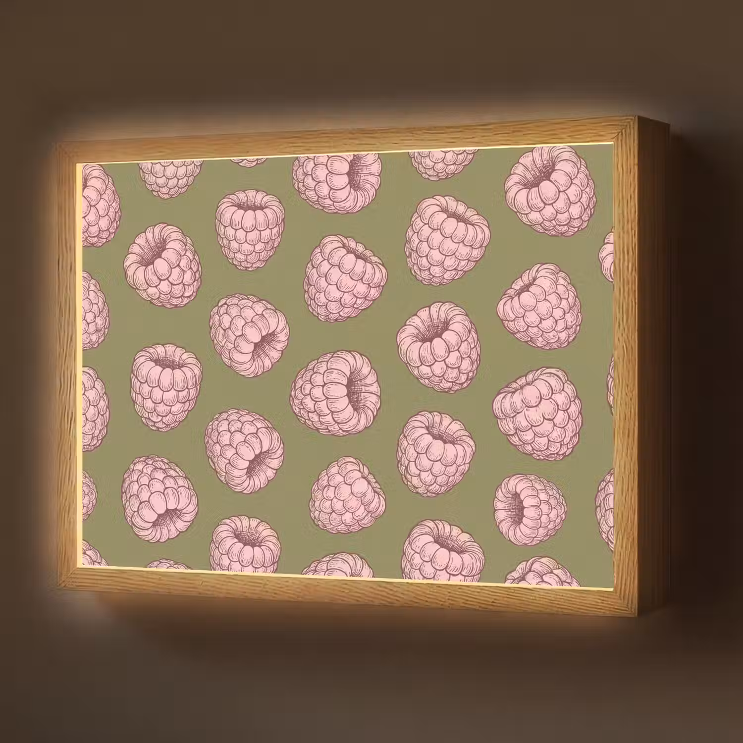 Eten - Patroon - Illustratie - Roze - Groen Light Box met batterij (Wandlamp) middel -z3d_website