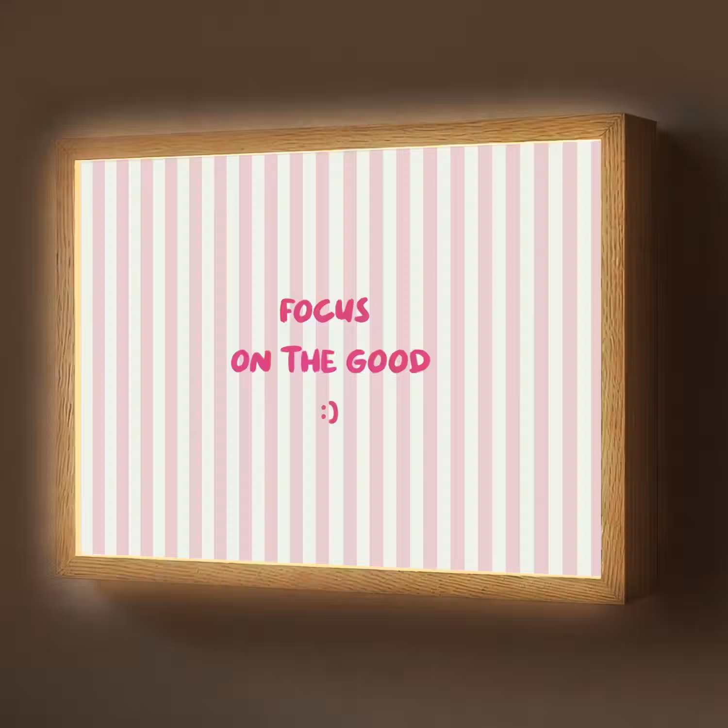 Focus on the good - Strepen - Roze - Smiley Light Box met batterij (Wandlamp) middel -z3d_website