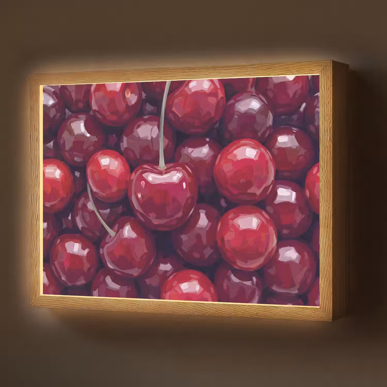 Fruit - Kersen - Eten - Modern - Rood Light Box met batterij (Wandlamp) middel -z3d_website