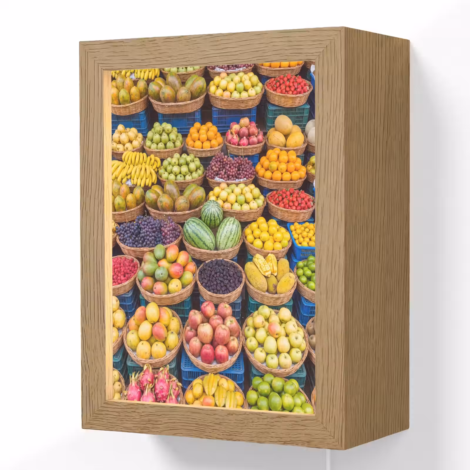 Lightbox - Wandlamp - Fruit - Markt - Kleurrijk - Fruit - Markt - Kleurrijk Light Box met kabel (Wandlamp) klein