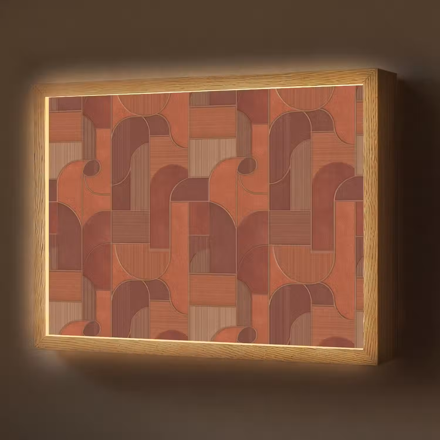 Geometrisch - Abstract - Textuur - Bruin Light Box met batterij (Wandlamp) middel 907 -z3d_website