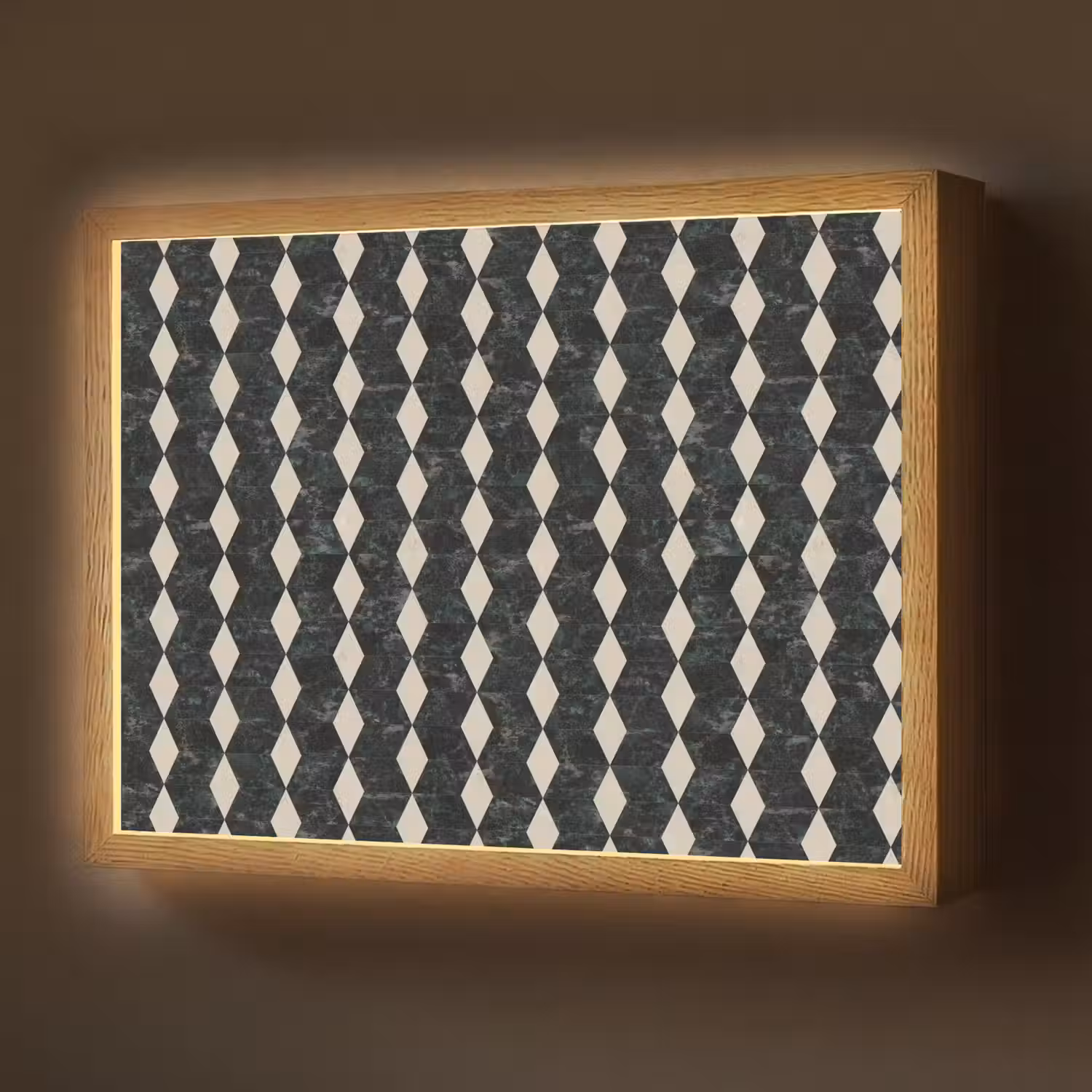 Geometrisch - Patroon - Marmer - Groen Light Box met batterij (Wandlamp) middel 907 -z3d_website