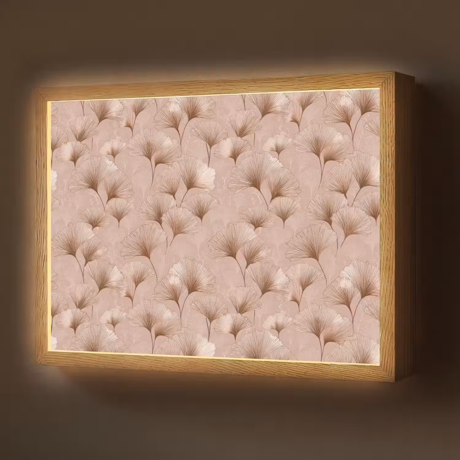 Ginkgo - Patroon - Roze Light Box met batterij (Wandlamp) middel 907 -z3d_website