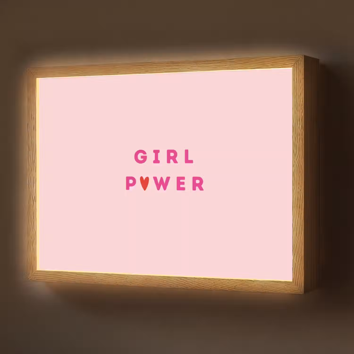 Girl power - Roze - Hartje Light Box met batterij (Wandlamp) middel -z3d_website