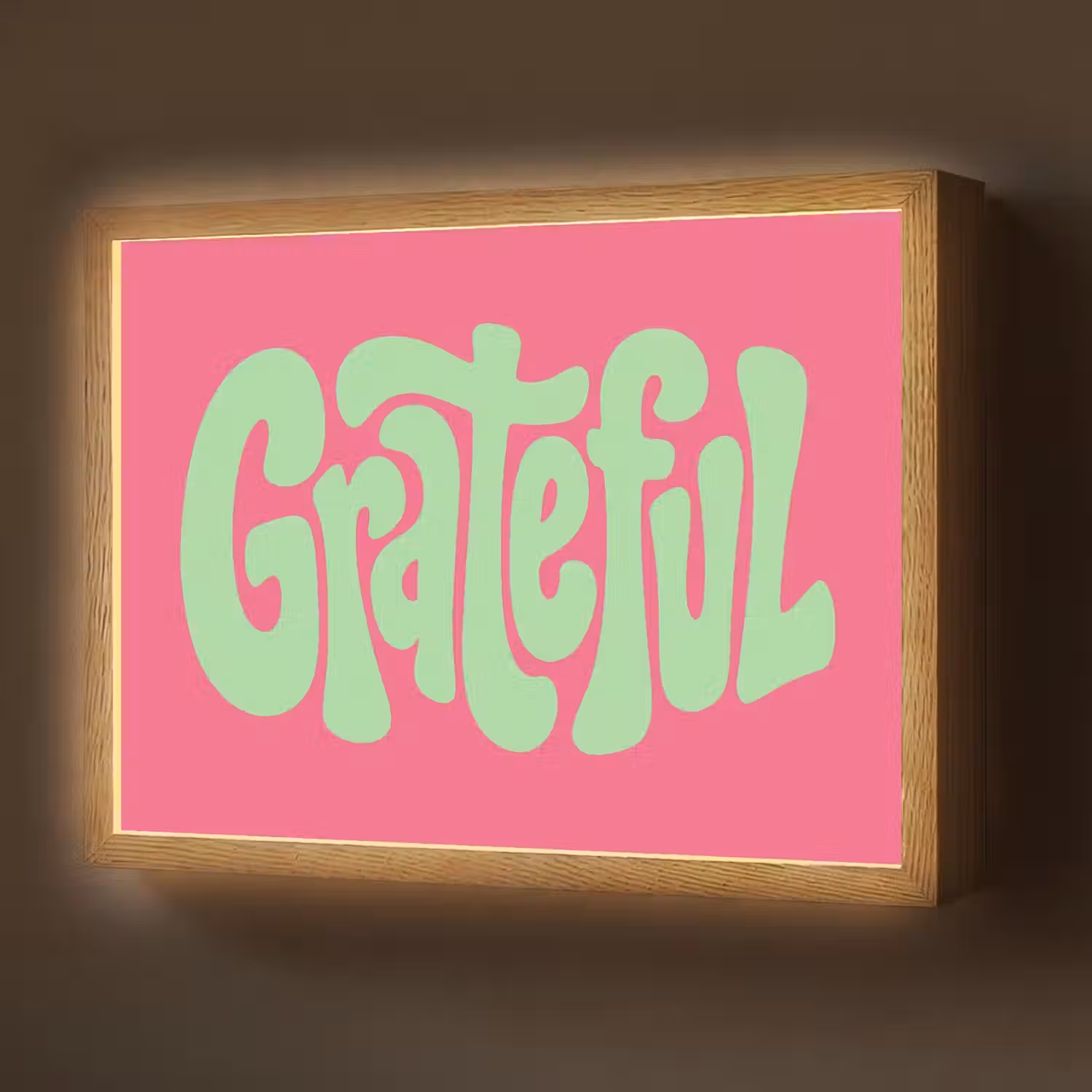 Grateful - Groen - Grafisch - Vloeiend Light Box met batterij (Wandlamp) middel -z3d_website