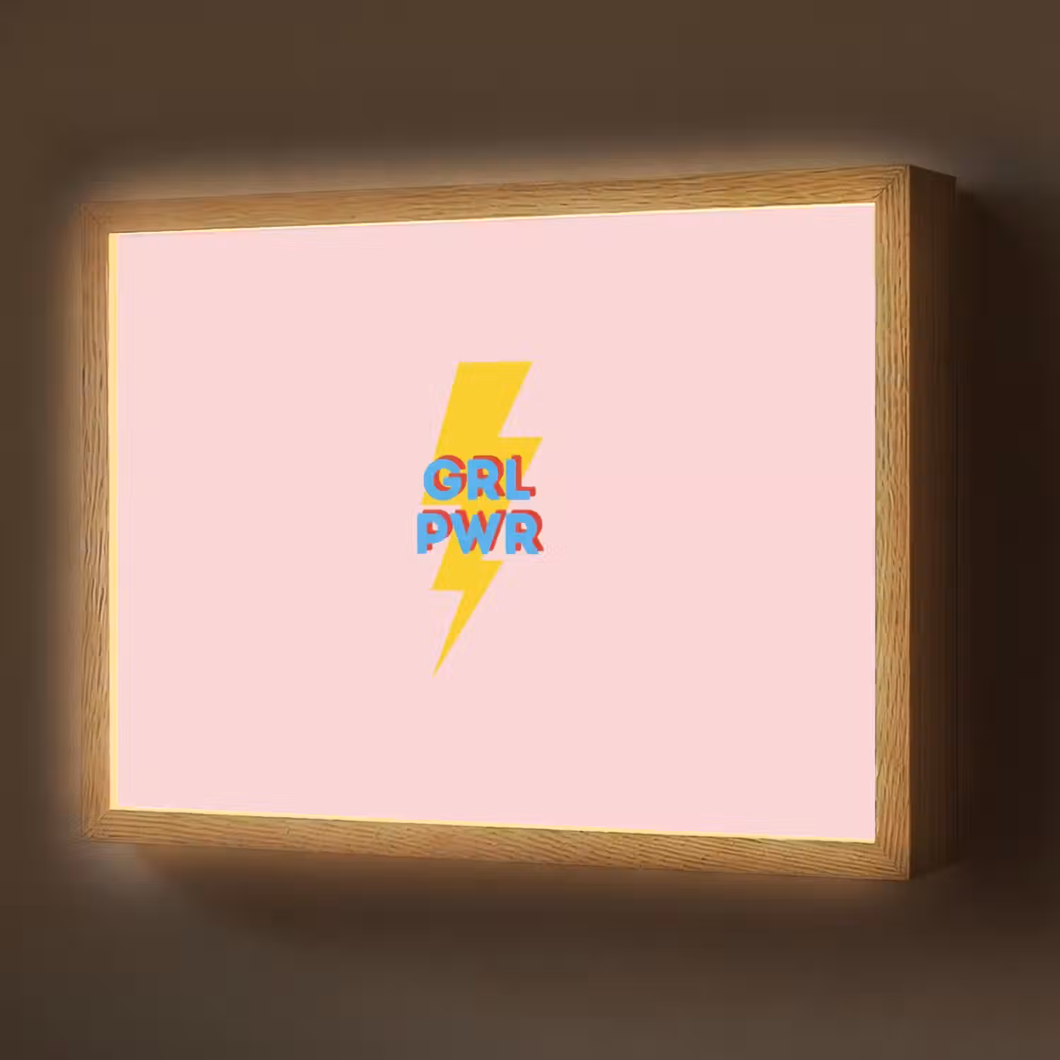 Grl pwr - Bliksem - Roze Light Box met batterij (Wandlamp) middel -z3d_website