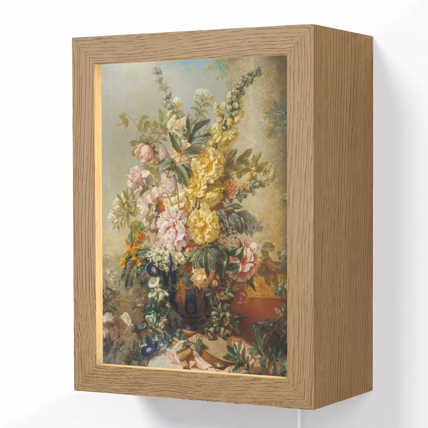 Grote vaas met bloemen - Josep Mirabent - Oude meesters Light Box met kabel (Wandlamp) klein -3d