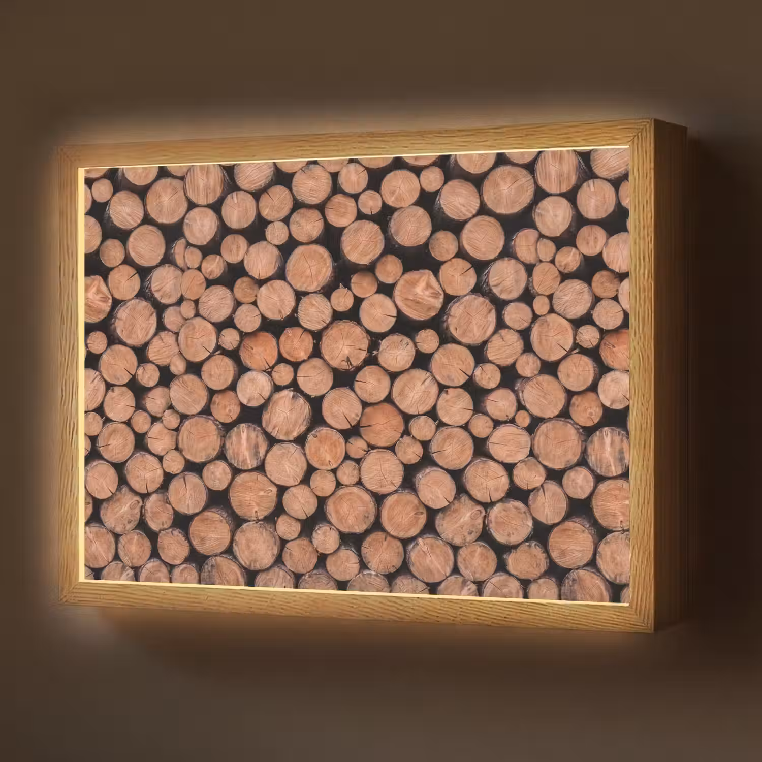Houtblokken - Textuur - Patroon - Bruin - Rustiek Light Box met batterij (Wandlamp) middel -z3d_website