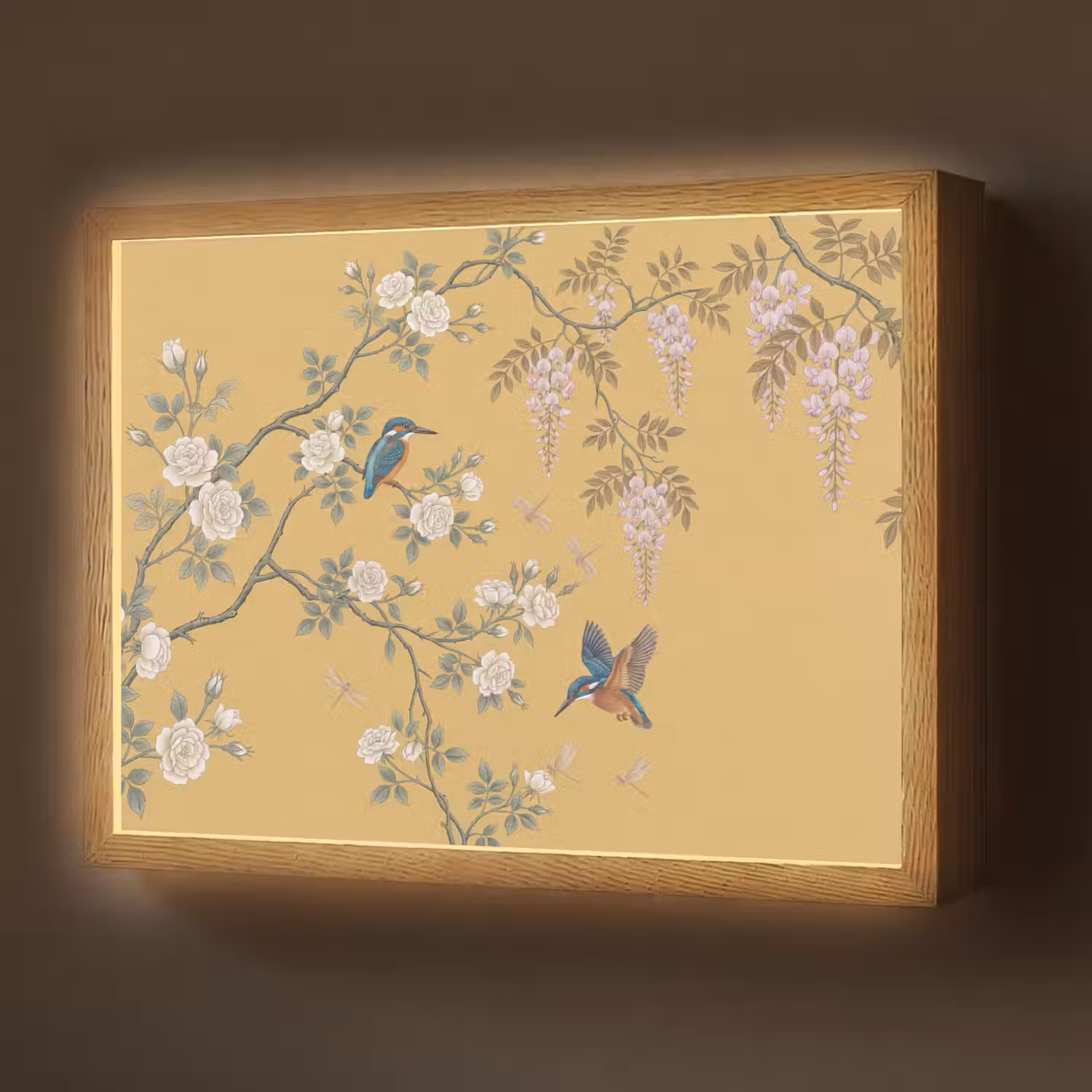 IJsvogels - Bloesem - Geel Light Box met batterij (Wandlamp) middel -z3d_website