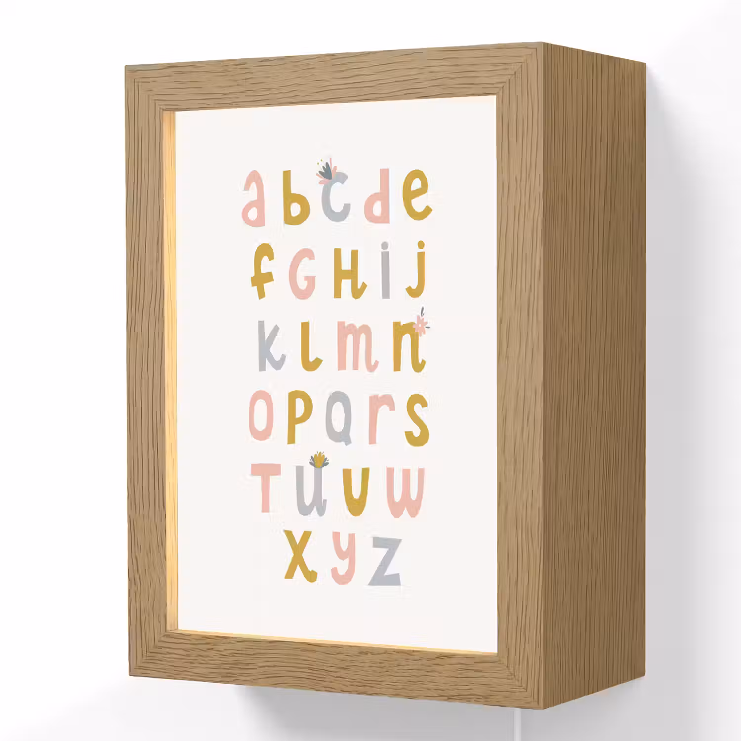 Alfabet - Roze - Letters leren voor kinderen Light Box met kabel (Wandlamp kind) klein -3d