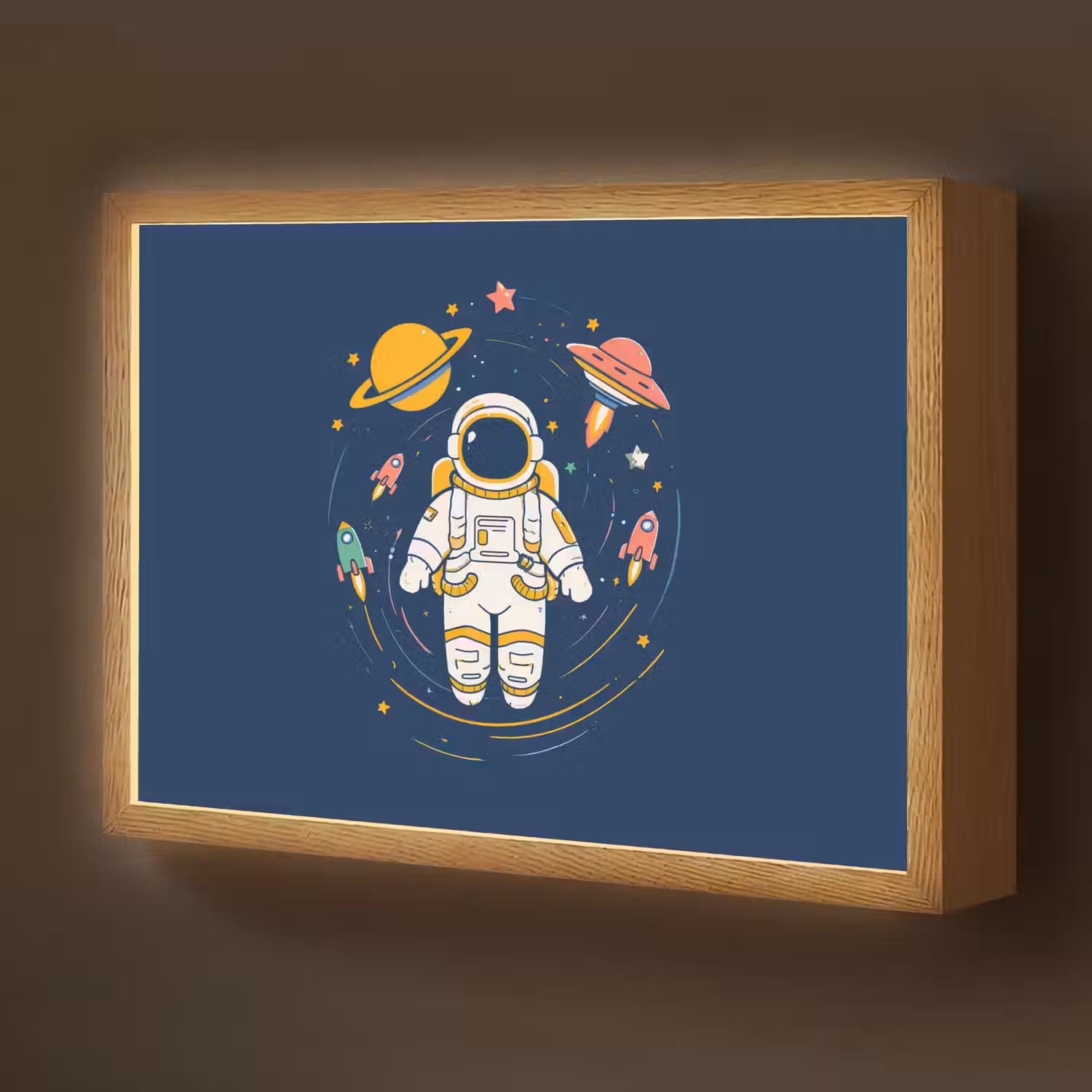 Astronaut - Planeten - Raket Light Box met batterij (Wandlamp kind) middel -z3d_website