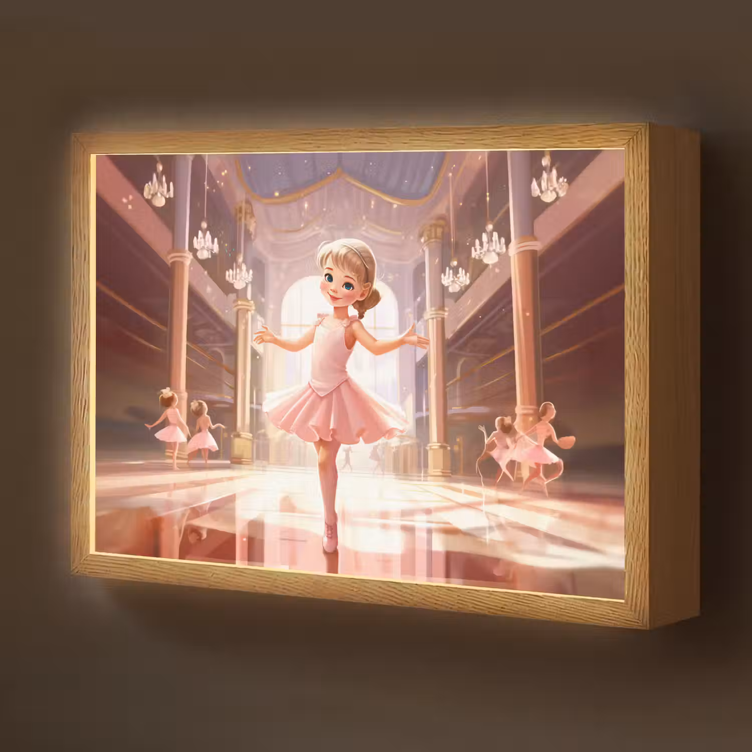 Ballerina - Meisjes - Roze - Kinderen Light Box met batterij (Wandlamp kind) middel -z3d_website