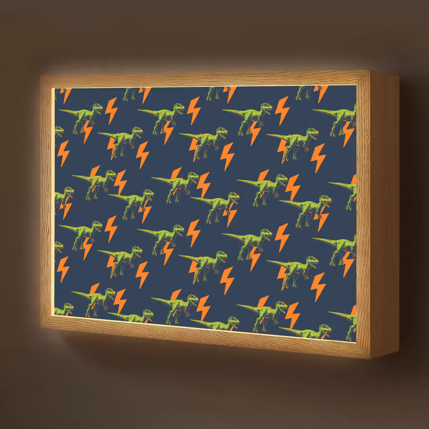 Bliksemschichten - Oranje - Dinosaurussen Light Box met batterij (Wandlamp kind) middel -z3d_website