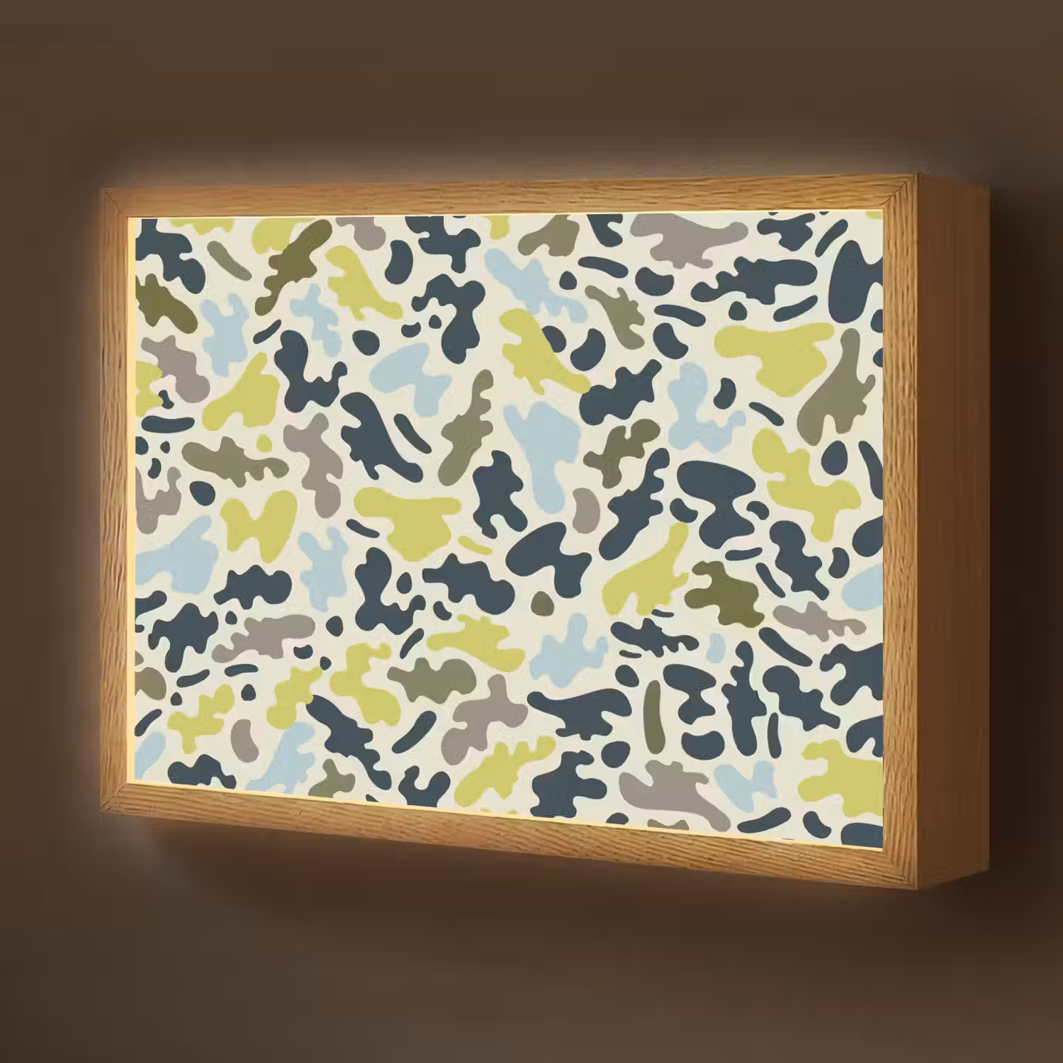 Camouflage - Groen - Blauw - Jongens - Kinderen Light Box met batterij (Wandlamp kind) middel -z3d_website