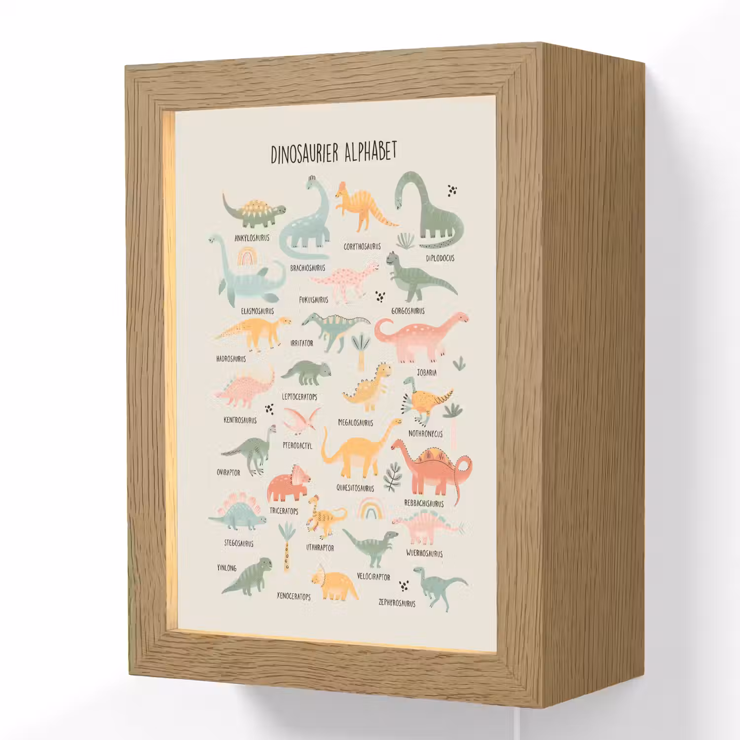 Educatief - Alfabet leren - Jongens - Letters - Dino's Light Box met kabel (Wandlamp kind) klein -3d
