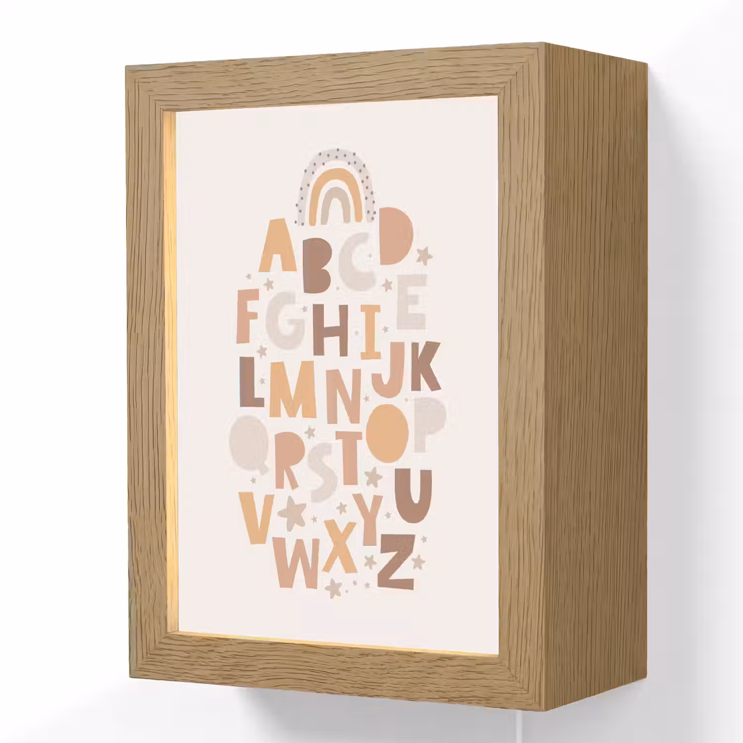 Educatief - Alfabet leren - Regenboog - Pastel - Letters Light Box met kabel (Wandlamp kind) klein -3d
