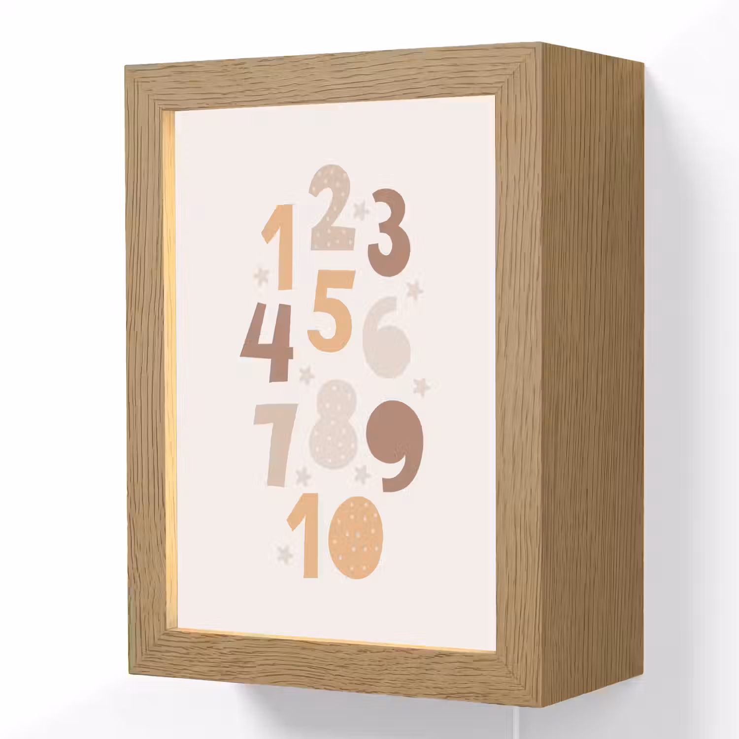 Educatief - Leren tellen - Pastel - 1-10 - Meisjes Light Box met kabel (Wandlamp kind) klein -3d