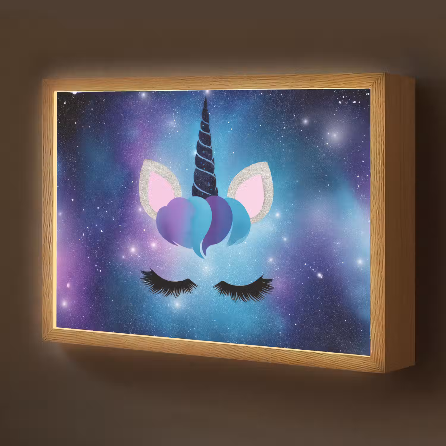 Eenhoorn - Sterren - Blauw Light Box met batterij (Wandlamp kind) middel -z3d_website