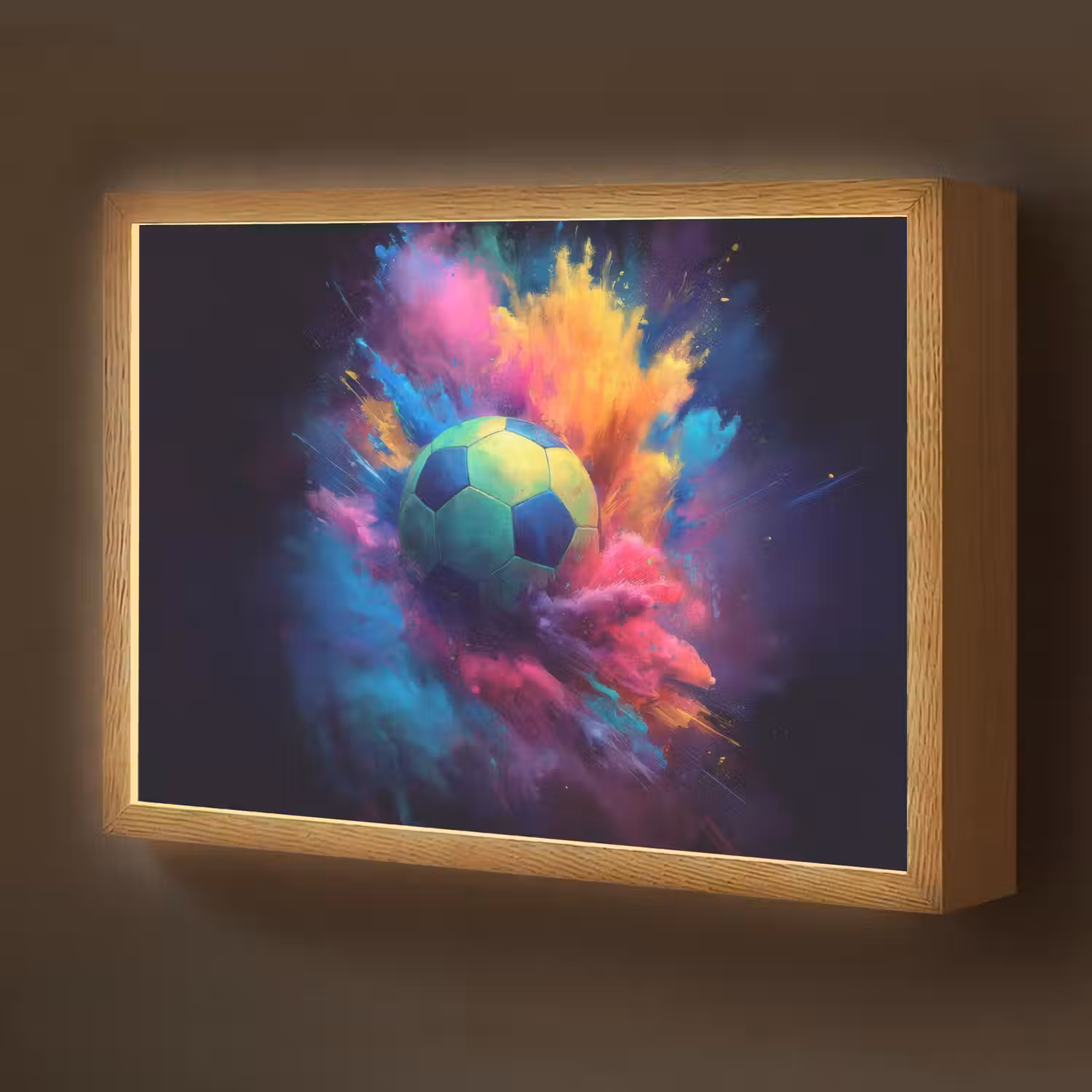 Explosie - Kleurrijk - Voetbal - Abstract Light Box met batterij (Wandlamp kind) middel -z3d_website
