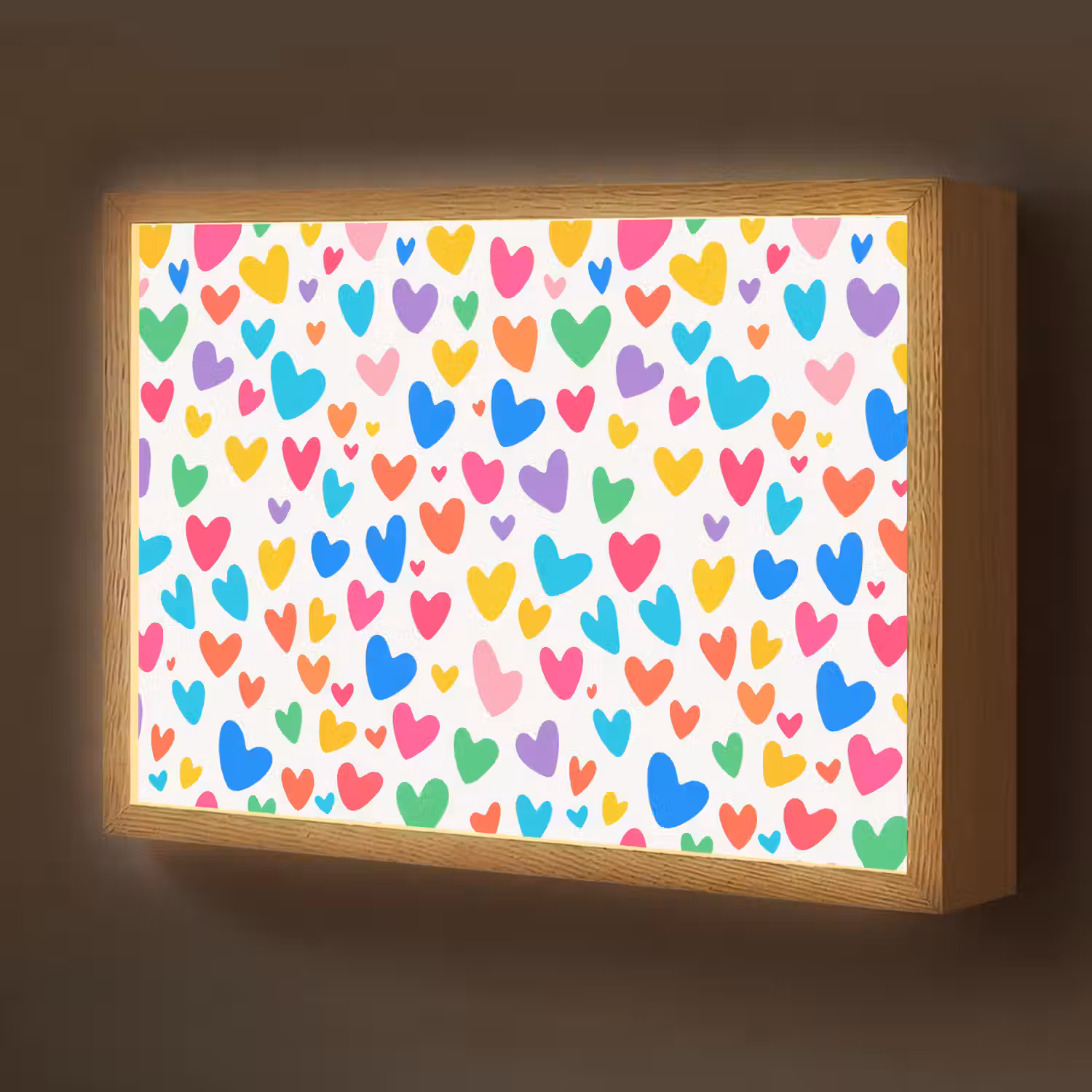 Hartjes - Kleurrijk - Patroon - Levendig Light Box met batterij (Wandlamp kind) middel -z3d_website