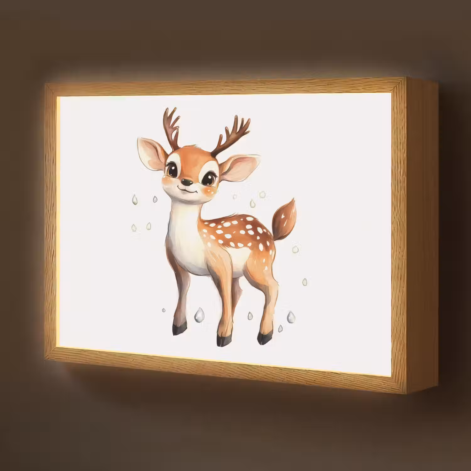 Hert - Dier - Bruin Light Box met batterij (Wandlamp kind) middel -z3d_website