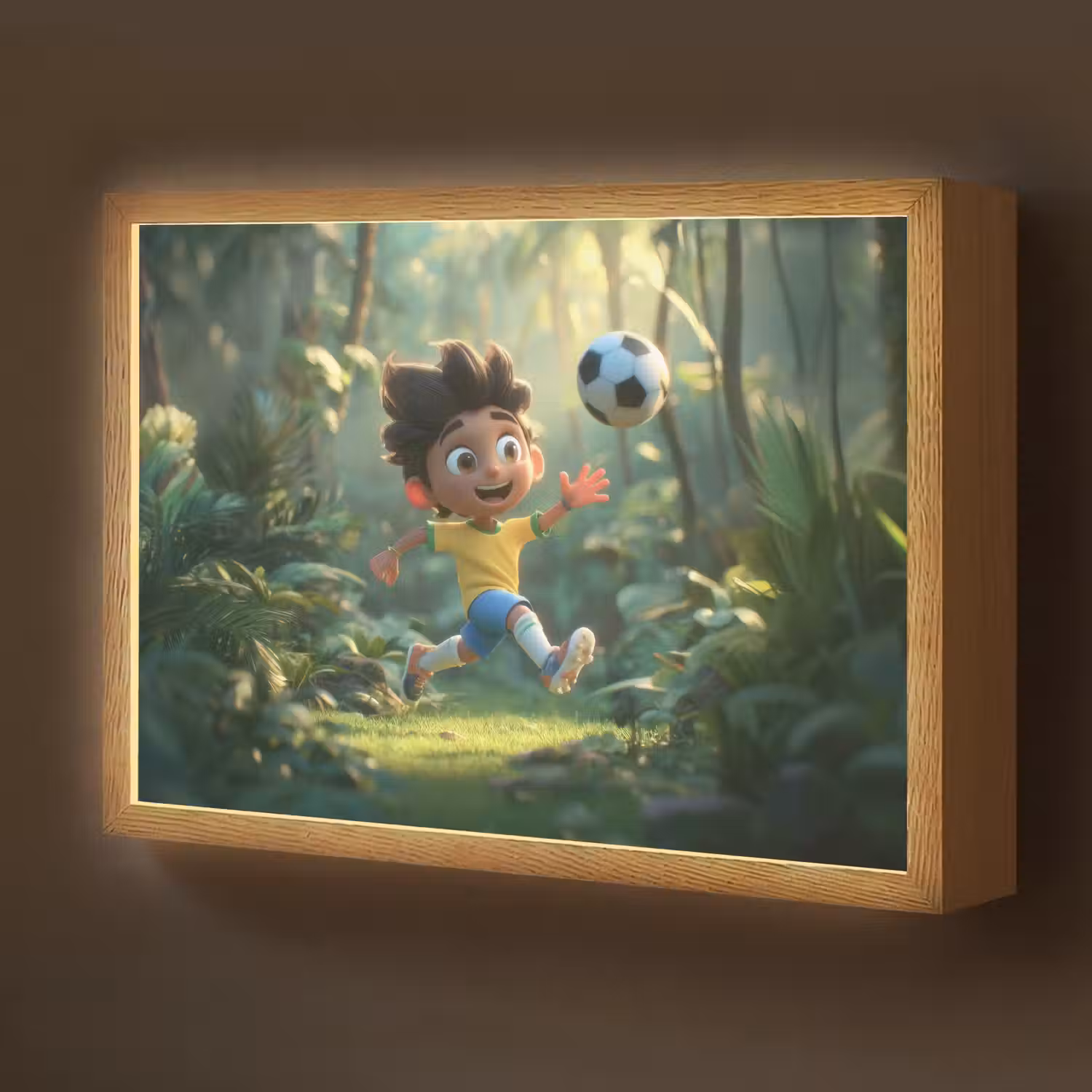 Jongen - Voetbal - Bos Light Box met batterij (Wandlamp kind) middel -z3d_website