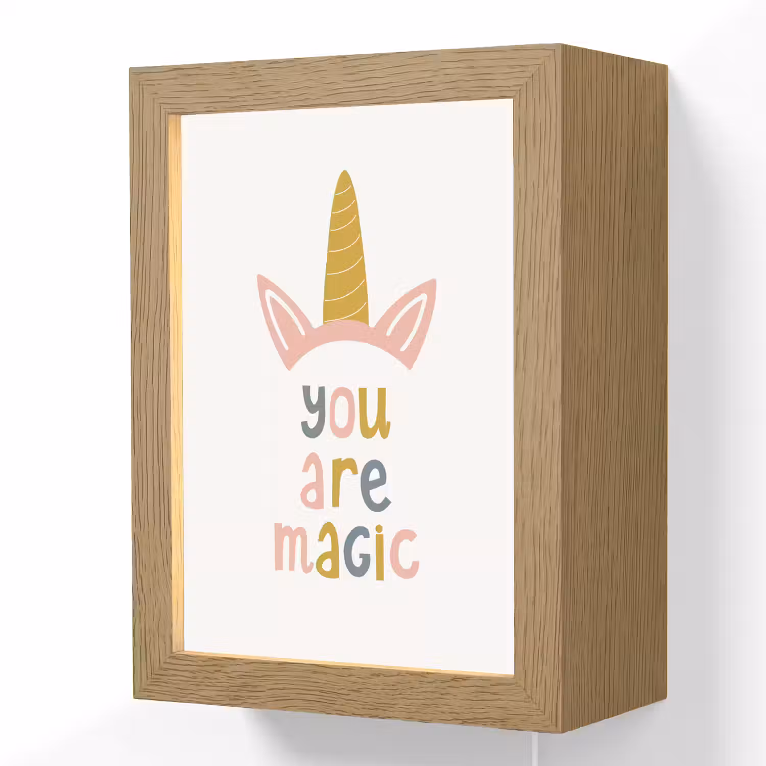 Kinderen - Eenhoorn - Wit - Quote - You are magic Light Box met kabel (Wandlamp kind) klein -3d