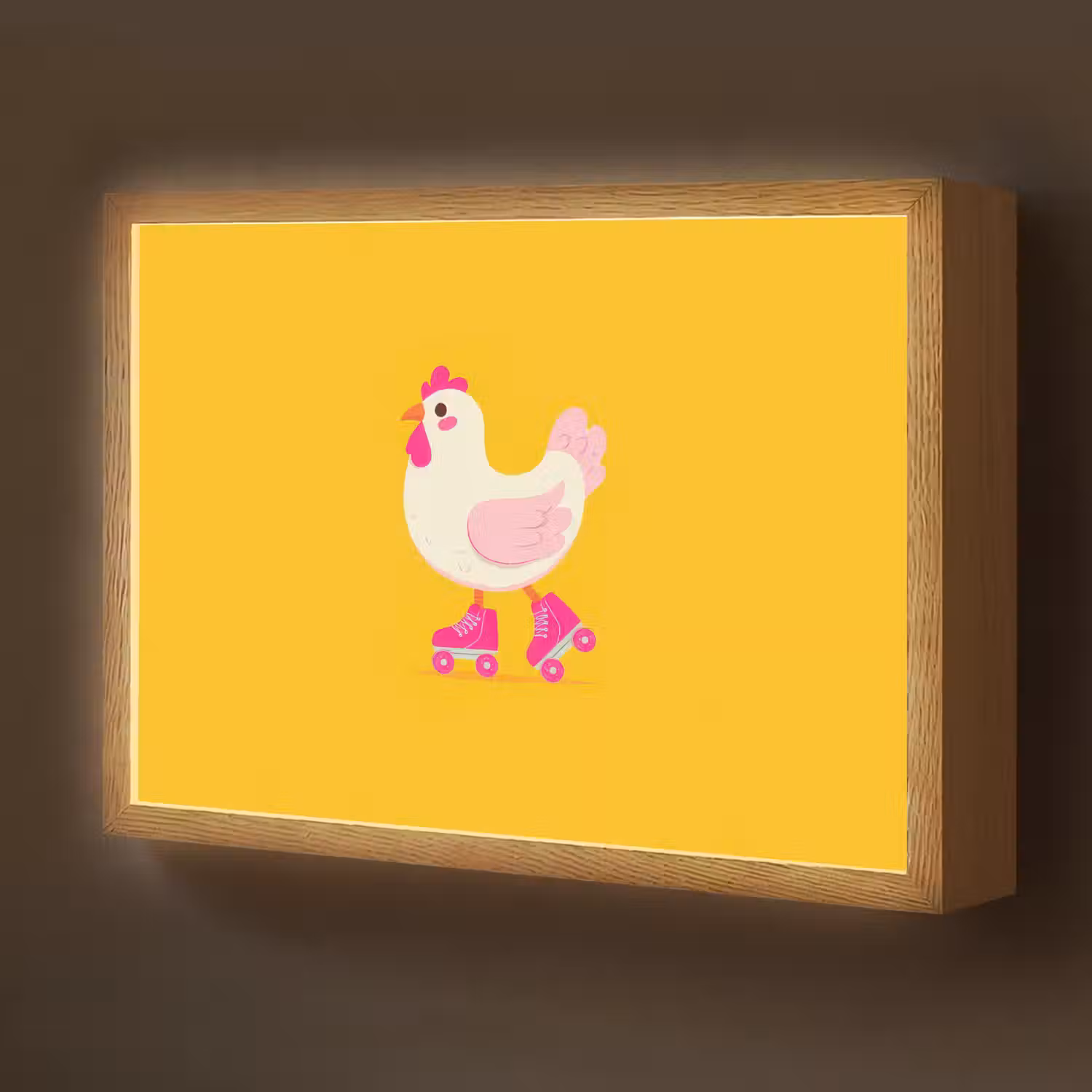 Kip - Rolschaatsen - Geel Light Box met batterij (Wandlamp kind) middel -z3d_website