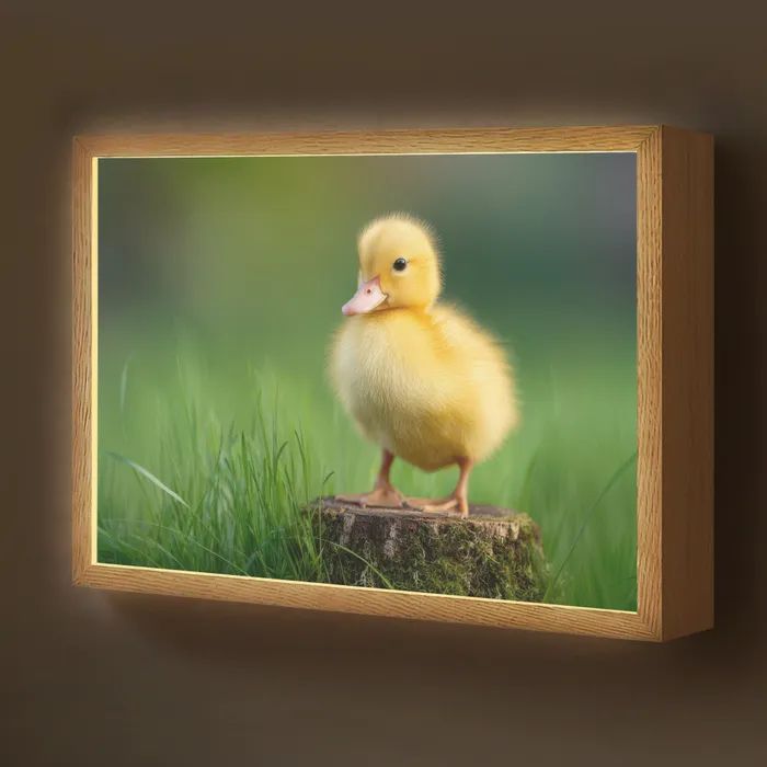 Kuiken - Eend - Geel - Gras Light Box met batterij (Wandlamp kind) middel -z3d_website
