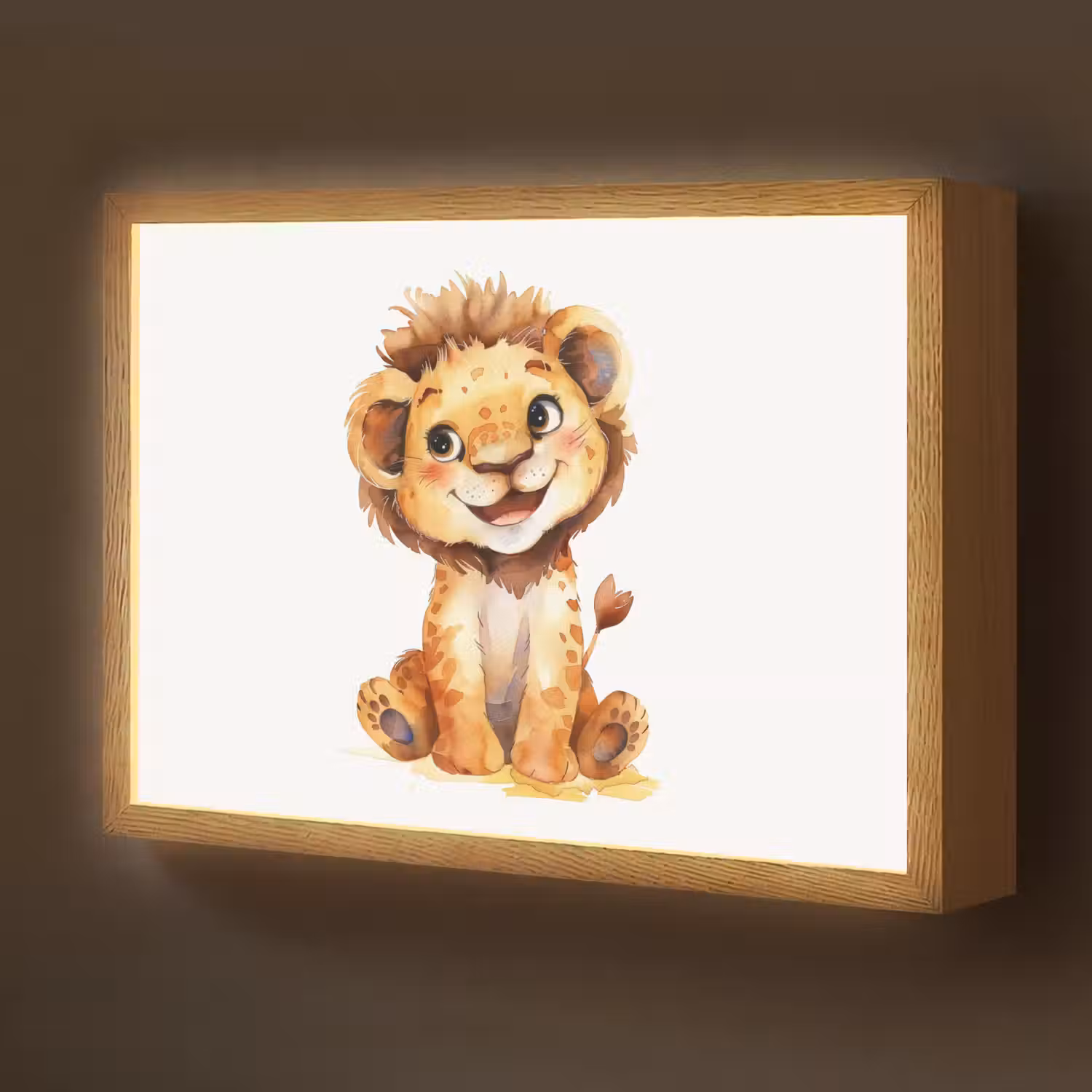 Leeuw - Baby dier Light Box met batterij (Wandlamp kind) middel -z3d_website