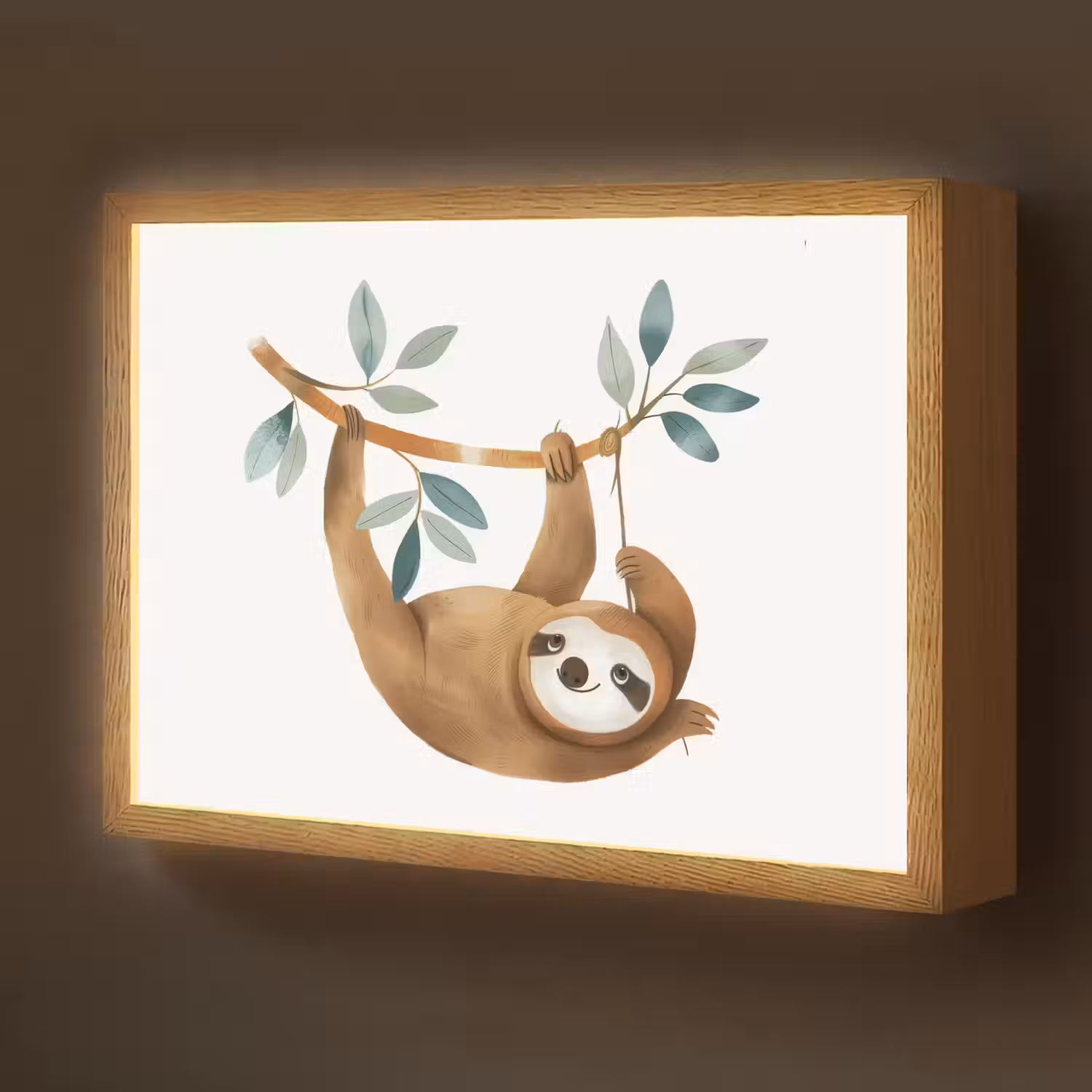 Luiaard - Dier - Jungle dieren Light Box met batterij (Wandlamp kind) middel -z3d_website