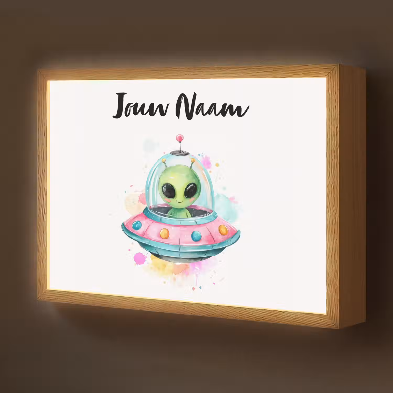 Alien - Ufo - Kleurrijk Light Box met batterij (Wandlamp kind) middel -z3d_website