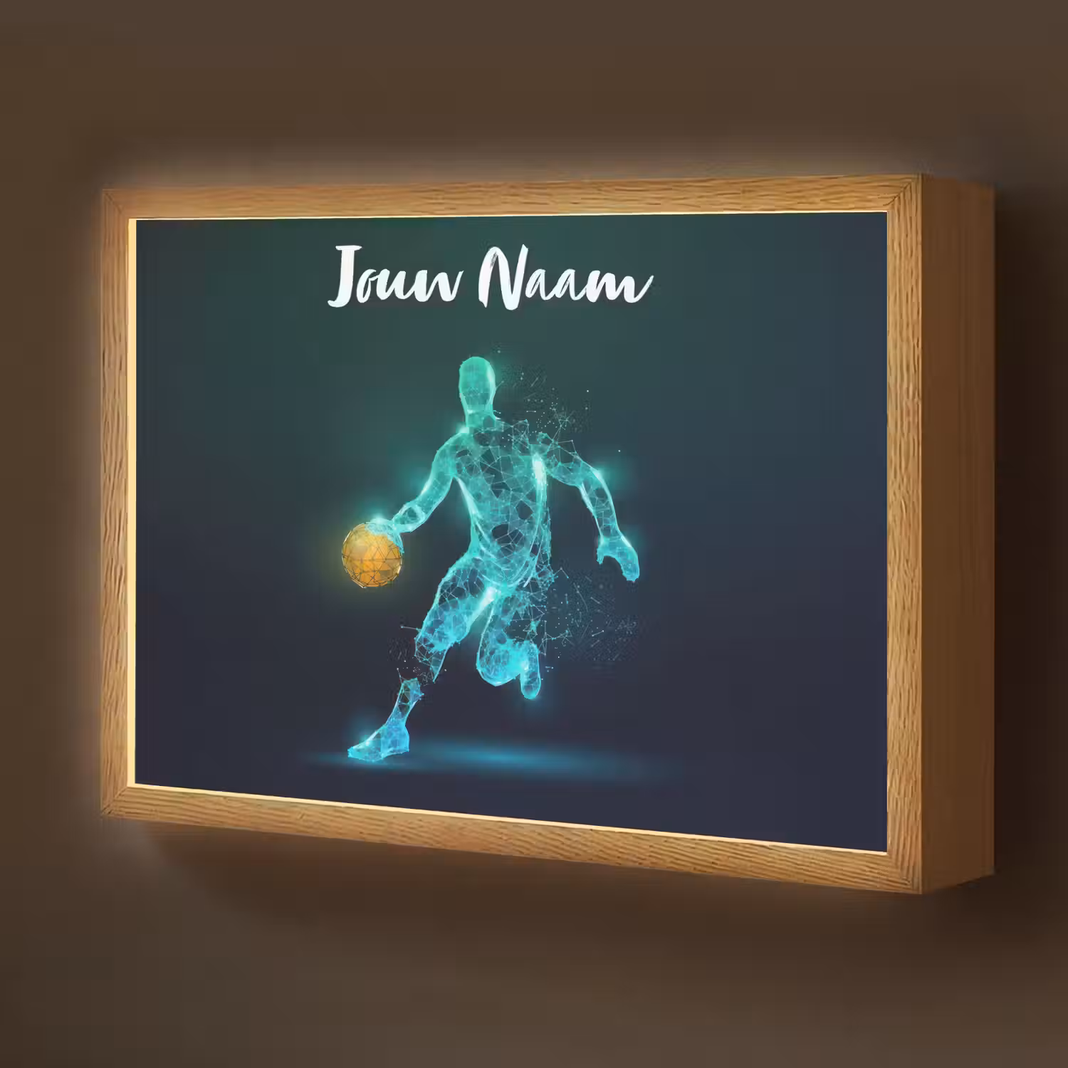 Basketbalspeler - Digitaal - Groen - Blauw Light Box met batterij (Wandlamp kind) middel -z3d_website