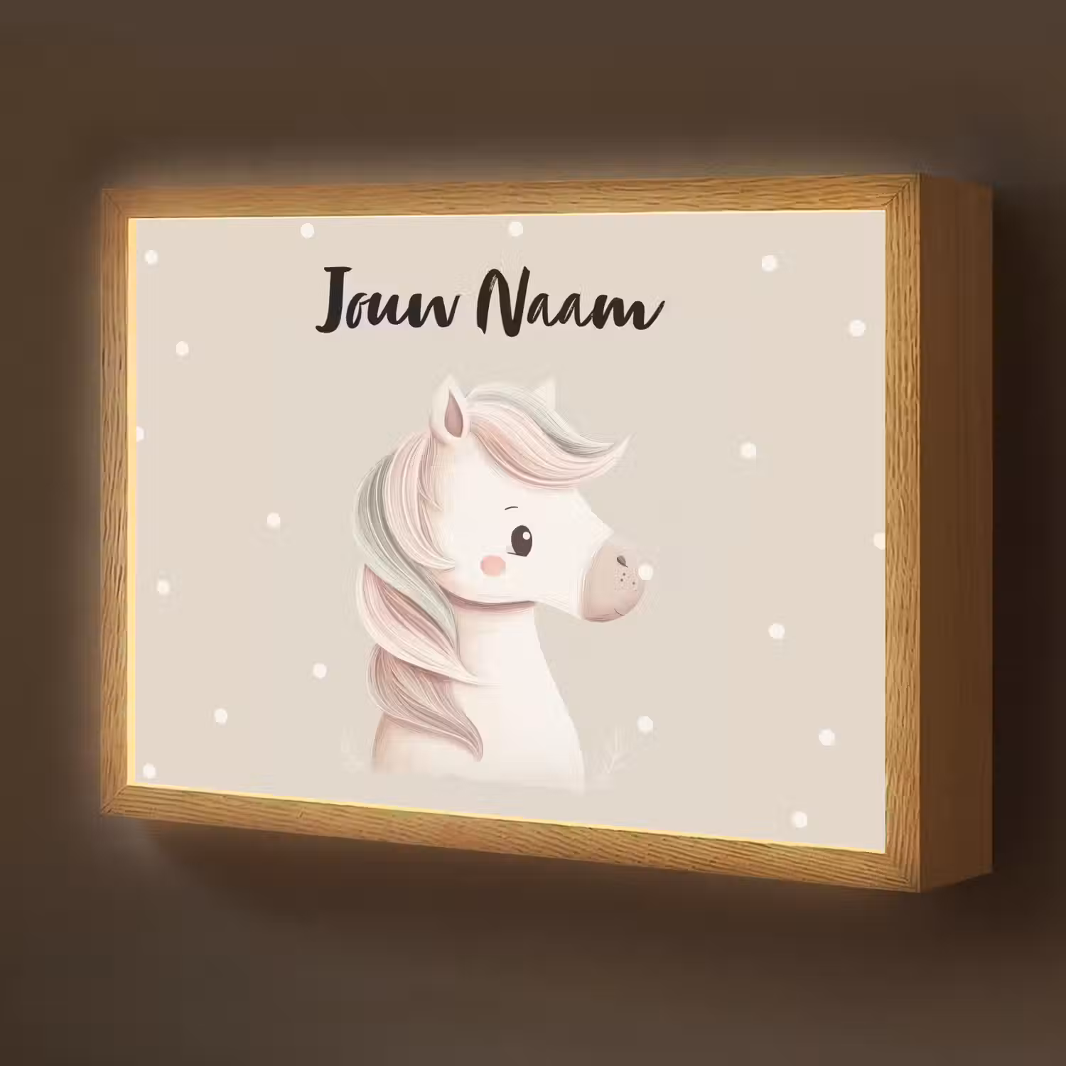 Beige - Pony - Manen - Stippen Light Box met batterij (Wandlamp kind) middel -z3d_website