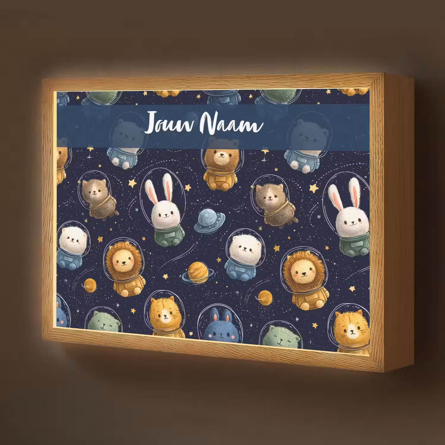 Dieren - Sterrenhemel - Ruimte Light Box met batterij (Wandlamp kind) middel -z3d_website