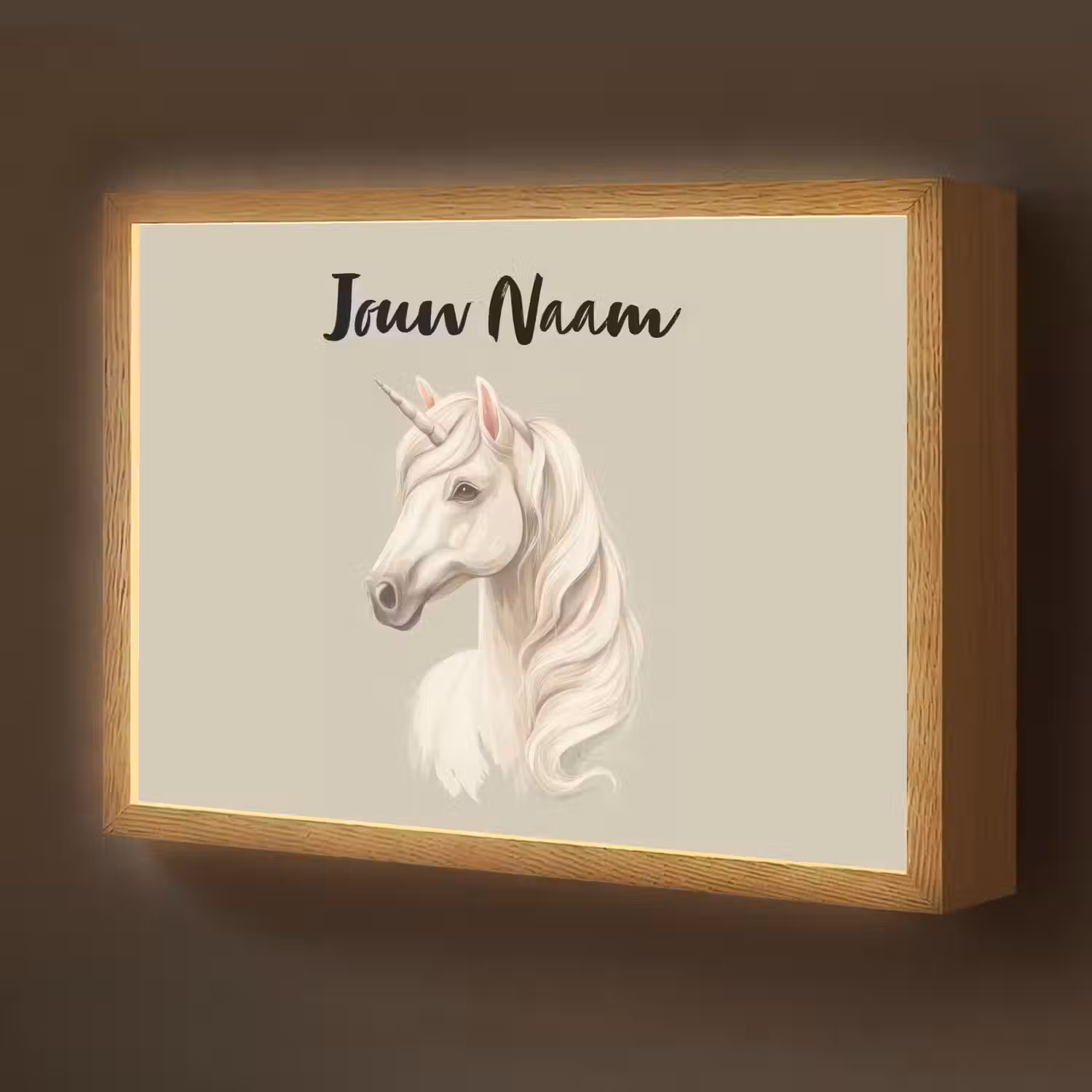 Eenhoorn - Manen - Golven - Wit Light Box met batterij (Wandlamp kind) middel -z3d_website