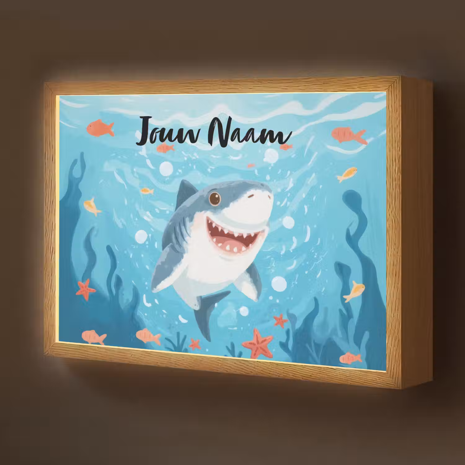 Haai - Vissen - Blauw - Onderwater Light Box met batterij (Wandlamp kind) middel -z3d_website