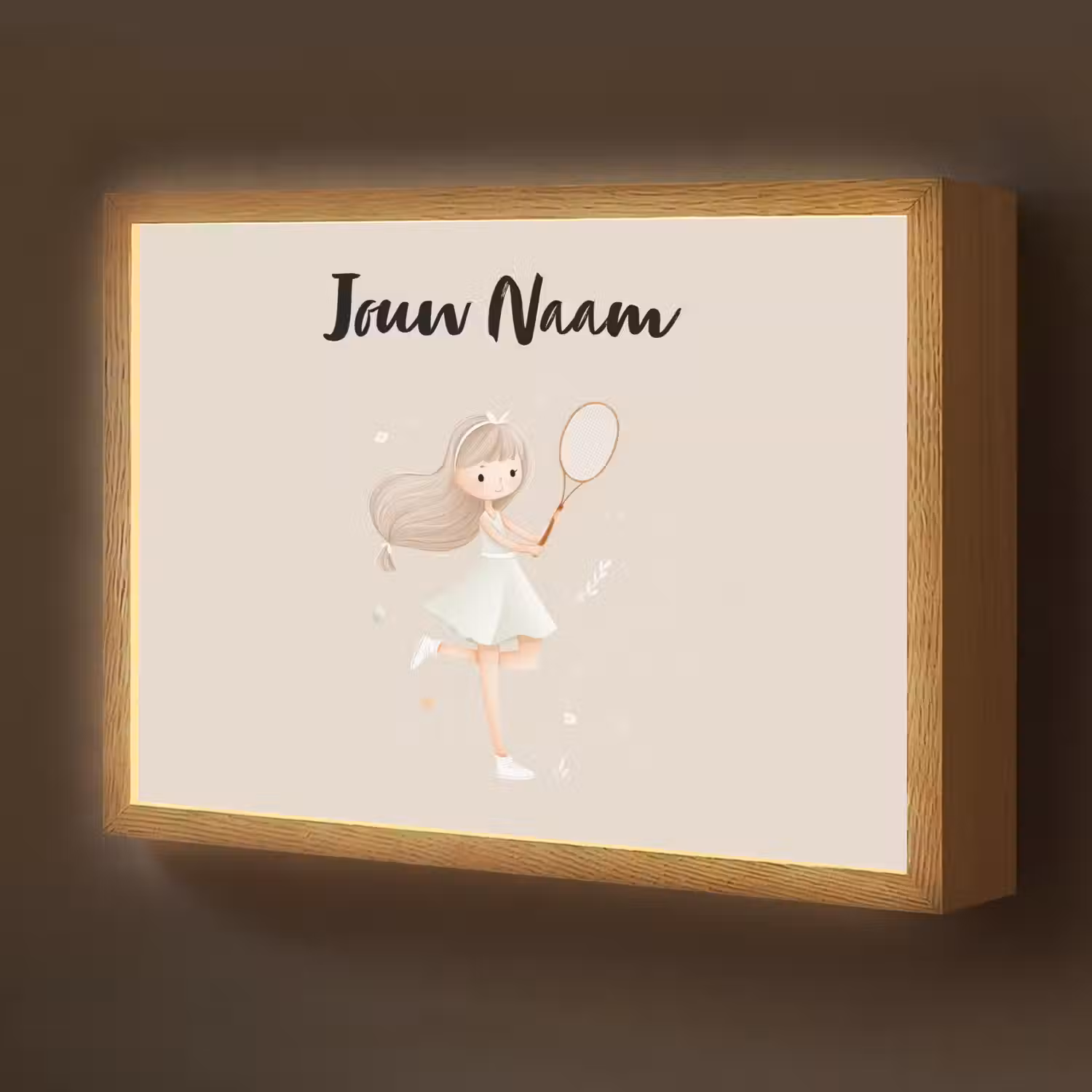 Haar - Meisje - Strik - Tennisracket Light Box met batterij (Wandlamp kind) middel -z3d_website