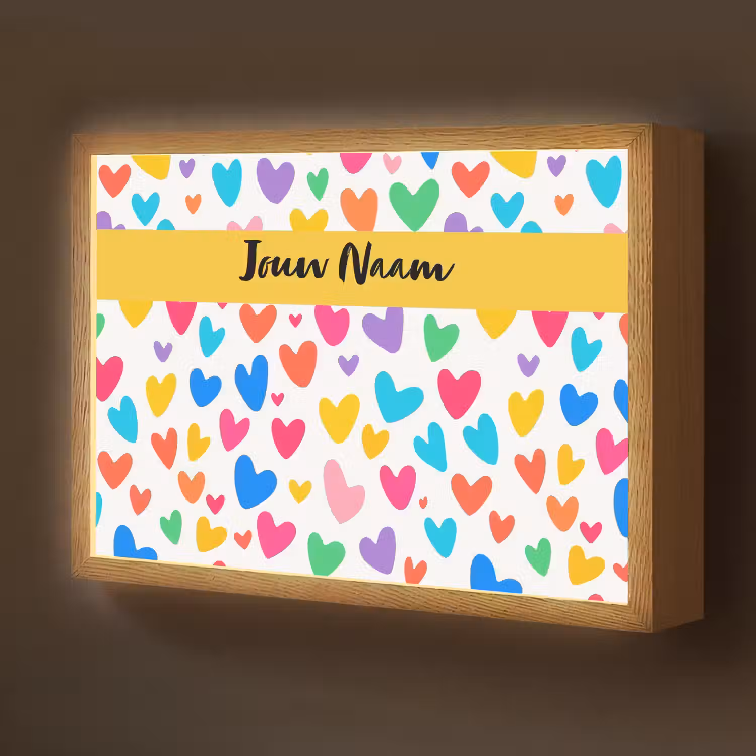 Hartjes - Kleurrijk - Patroon Light Box met batterij (Wandlamp kind) middel -z3d_website