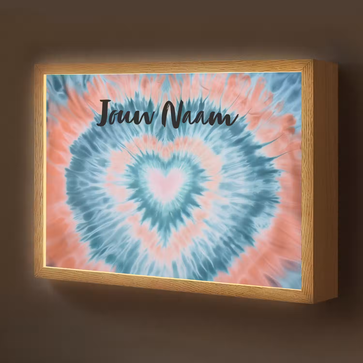 Hartvormig - Tie dye - Lichtblauw - Pasteltinten Light Box met batterij (Wandlamp kind) middel -z3d_website