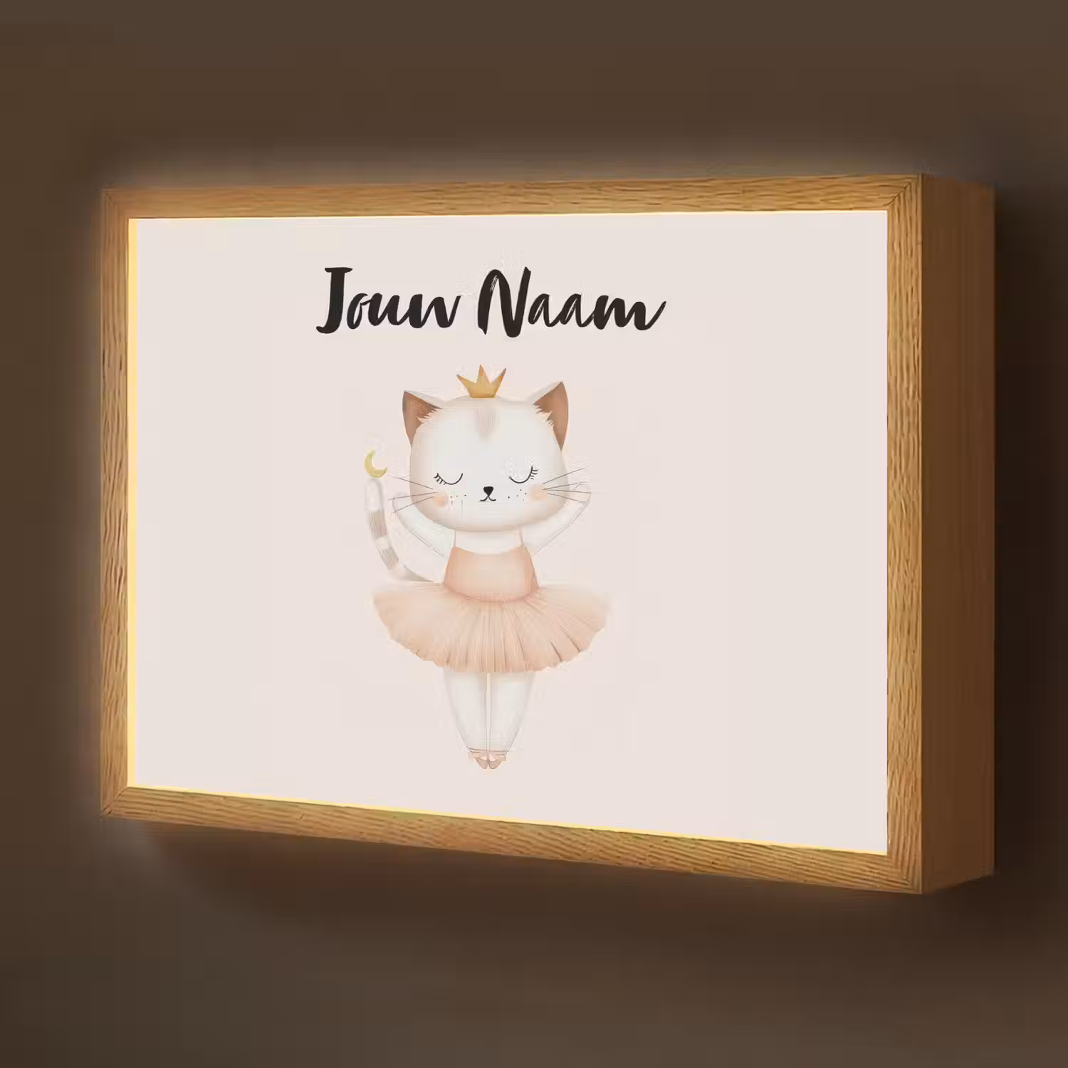 Kat - Minimalistisch - Tutu - Kroontje Light Box met batterij (Wandlamp kind) middel -z3d_website