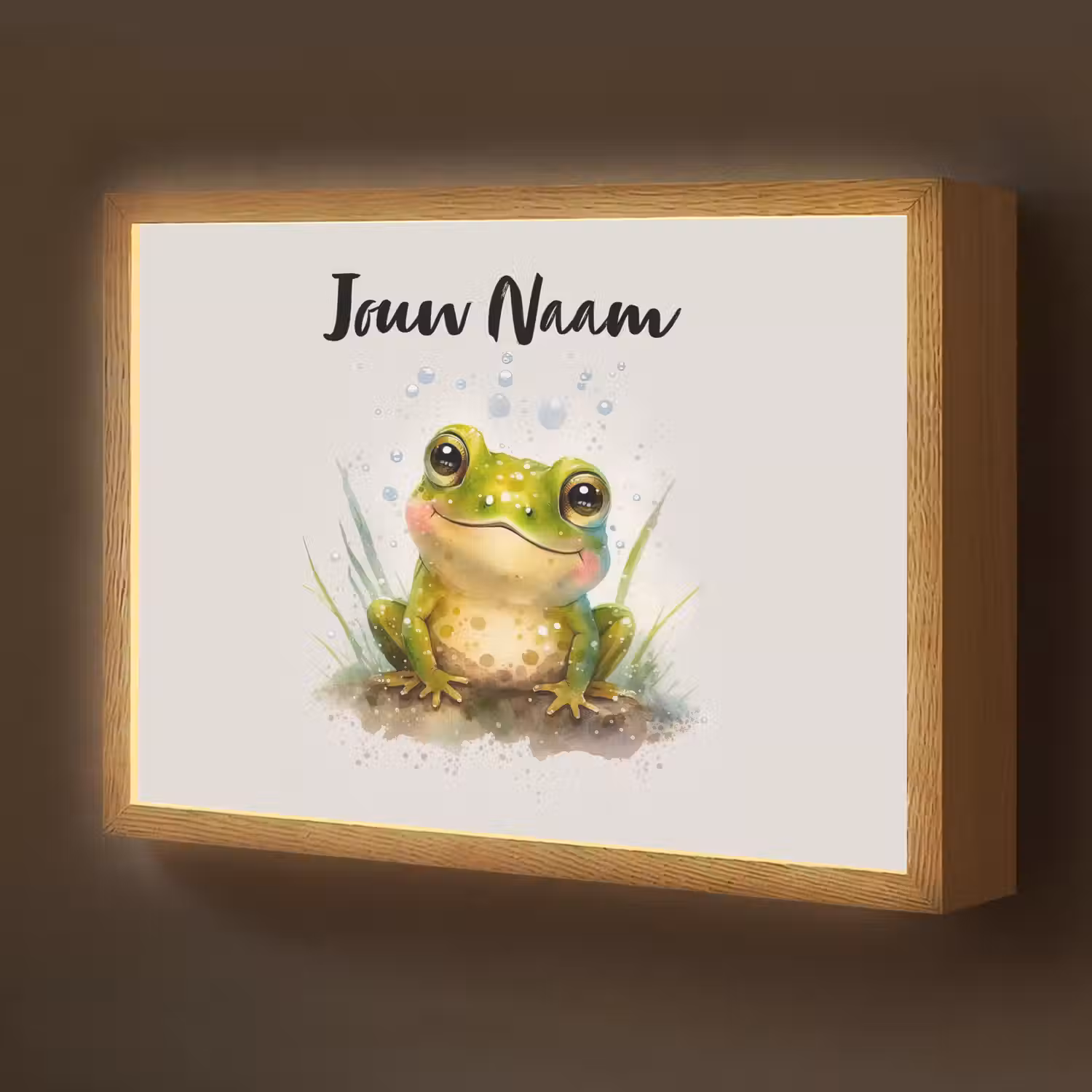 Kikker - Groen - Waterverf - Dieren - Jongen - Meisje Light Box met batterij (Wandlamp kind) middel -z3d_website
