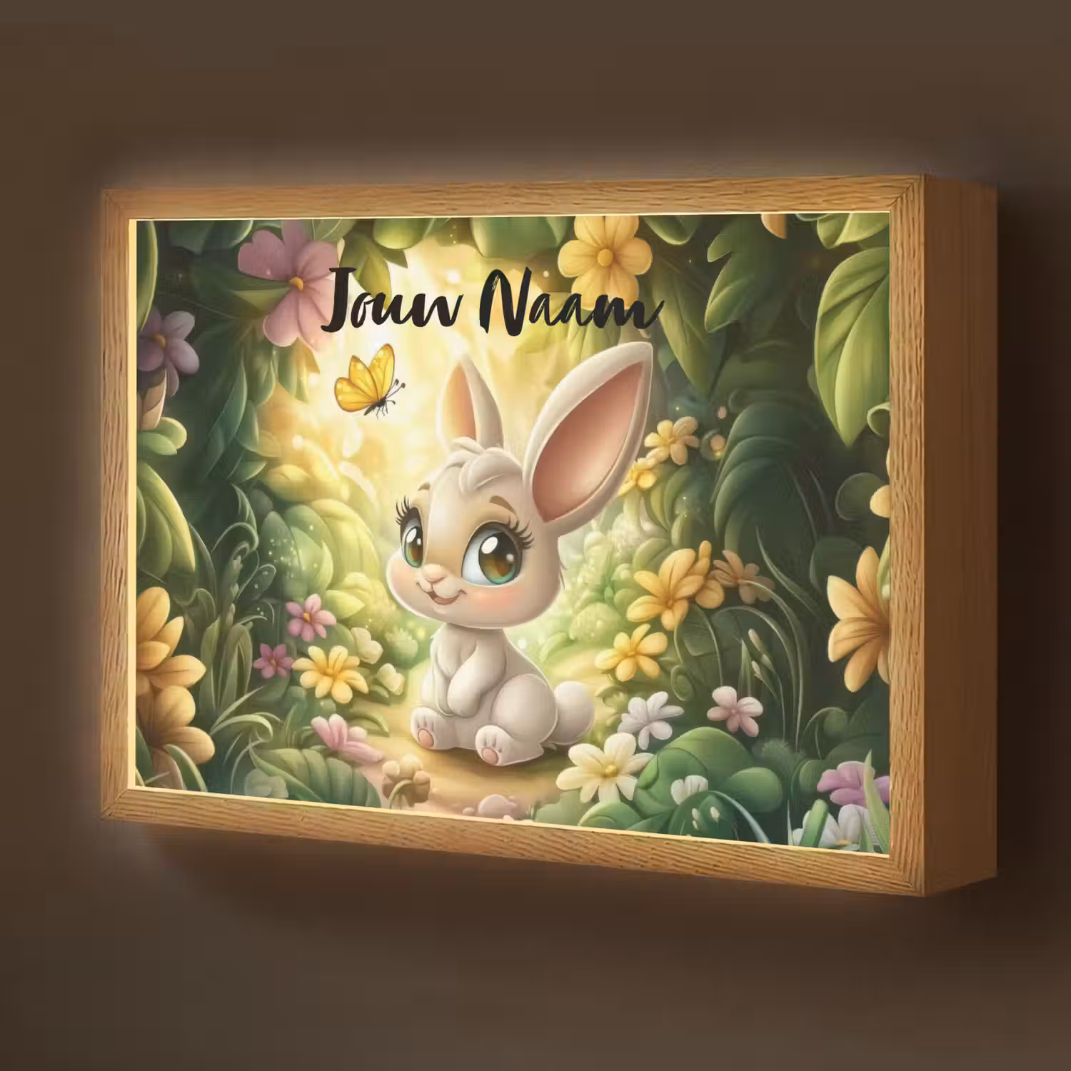 Konijn - Zonlicht - Sprookjesachtig - Vlinder Light Box met batterij (Wandlamp kind) middel -z3d_website