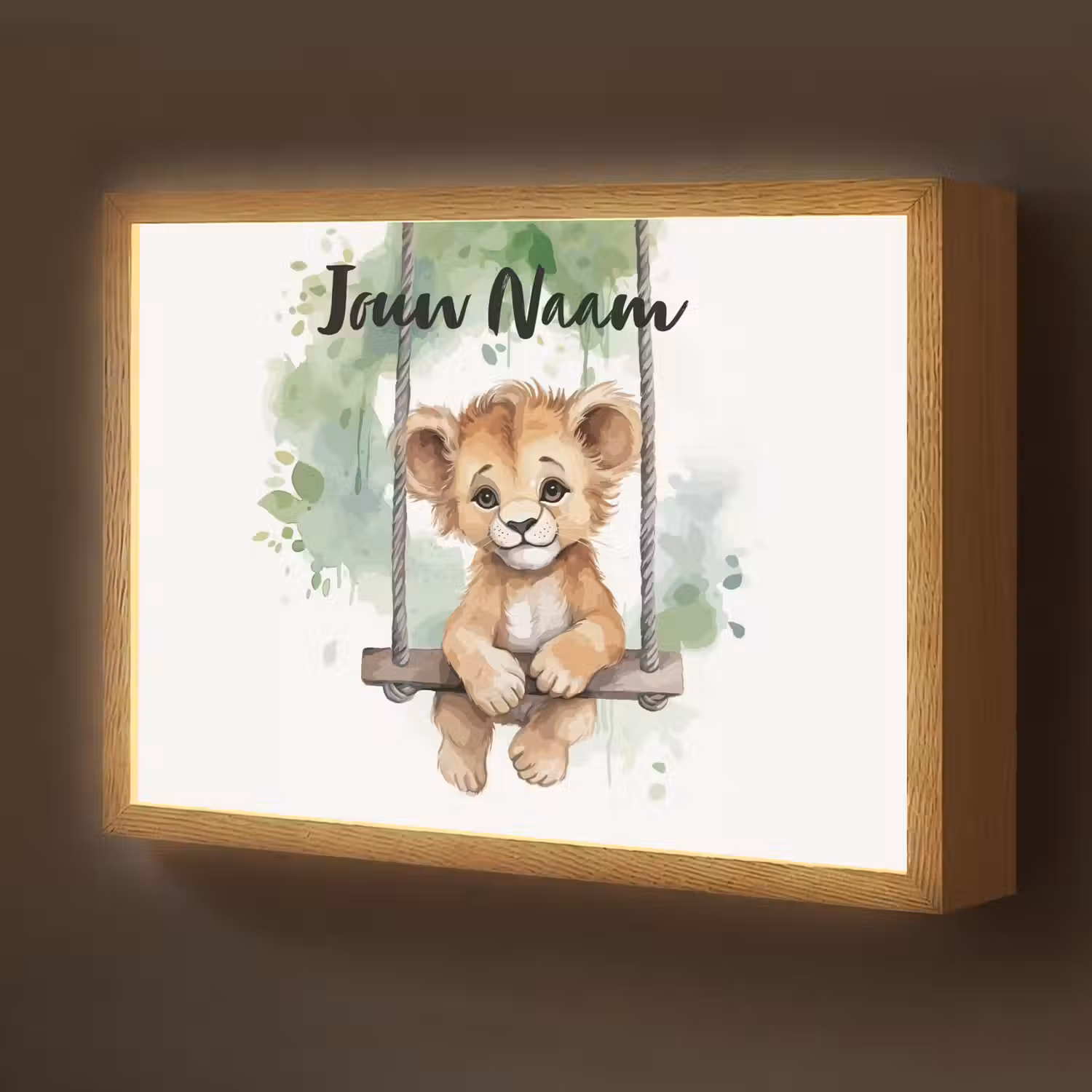 Leeuw - Dier - Kinderen - Jungle Light Box met batterij (Wandlamp kind) middel -z3d_website