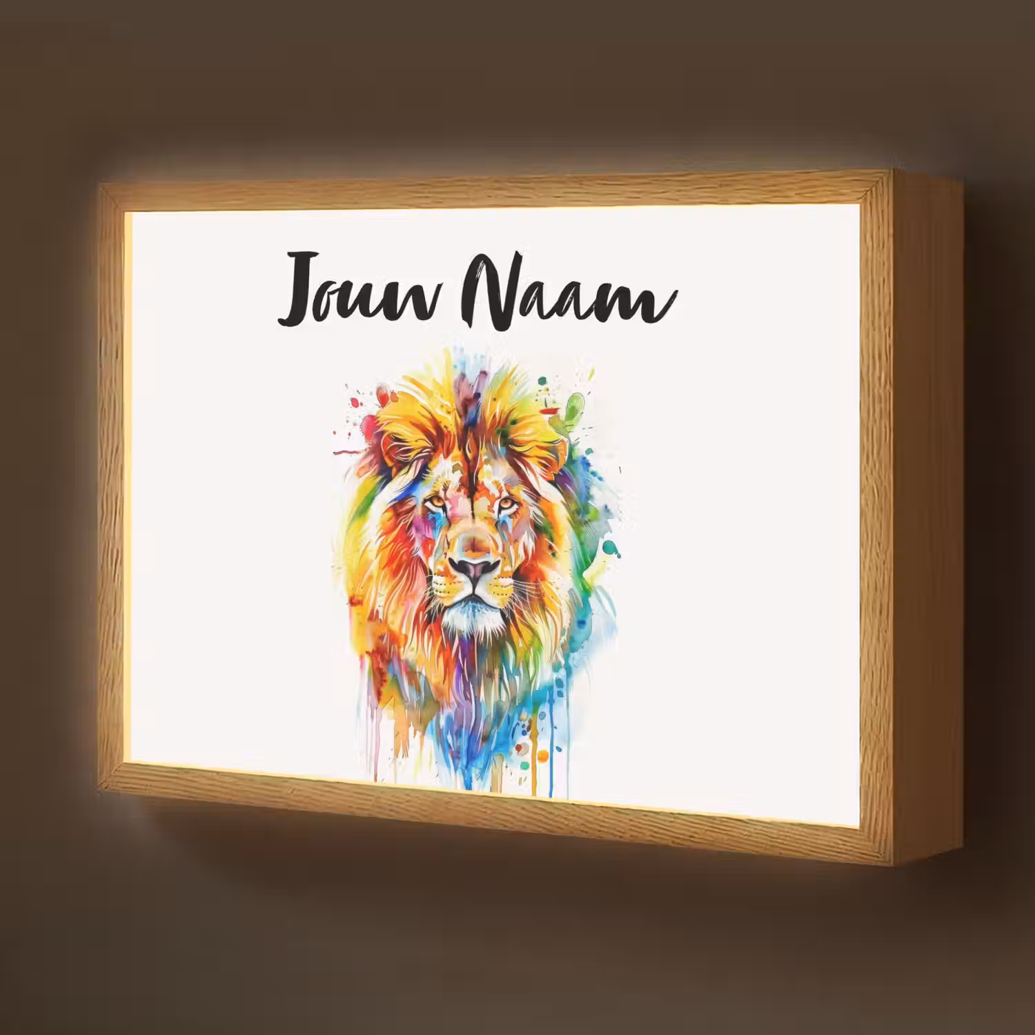 Leeuw - Verf - Kleurrijk - Wit - Dier Light Box met batterij (Wandlamp kind) middel -z3d_website
